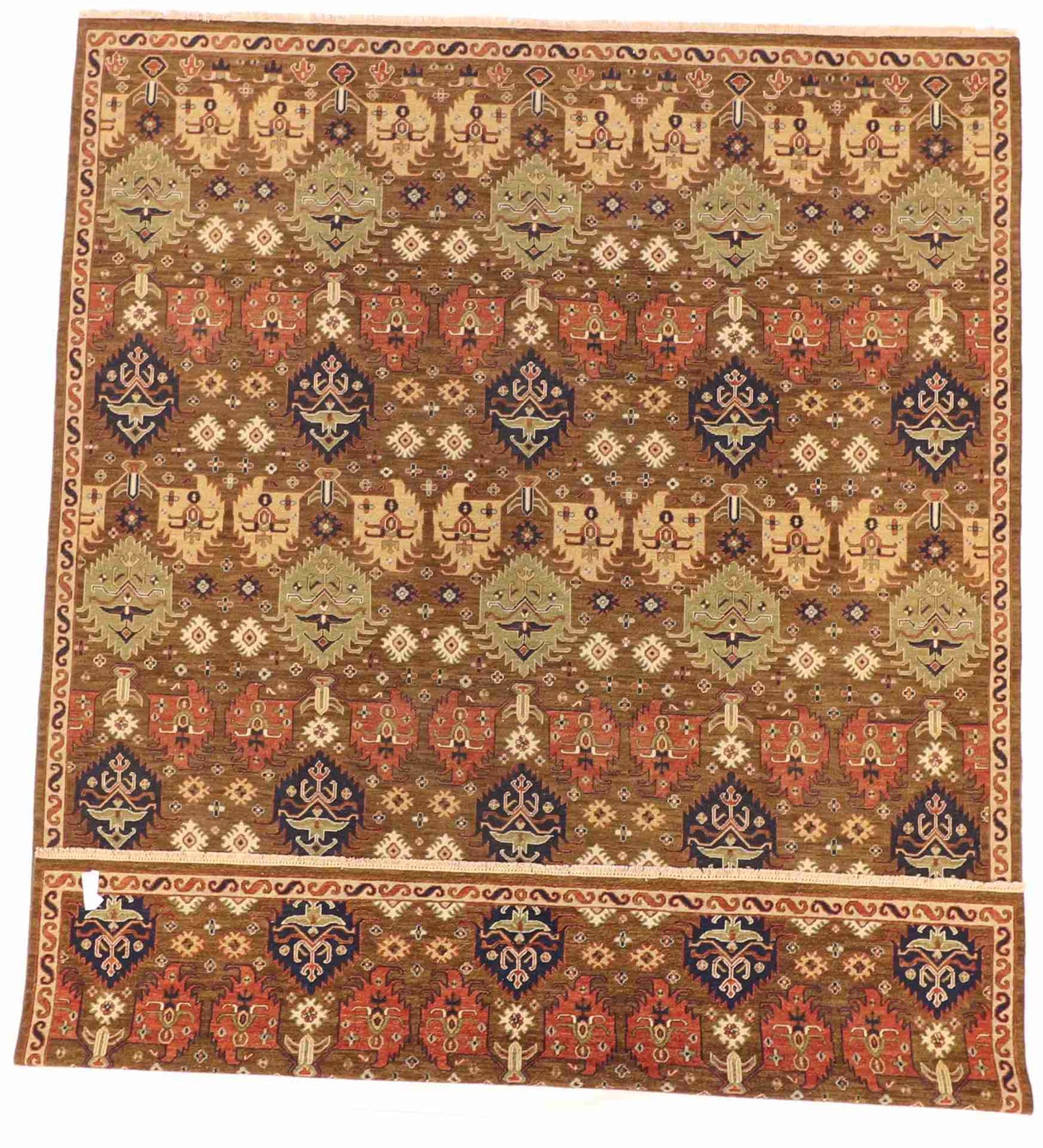 W 9 - L 11.1 - Traditional Wool Bakhtiarie - Hand Woven Rug All Over Geometric Design - 63867
