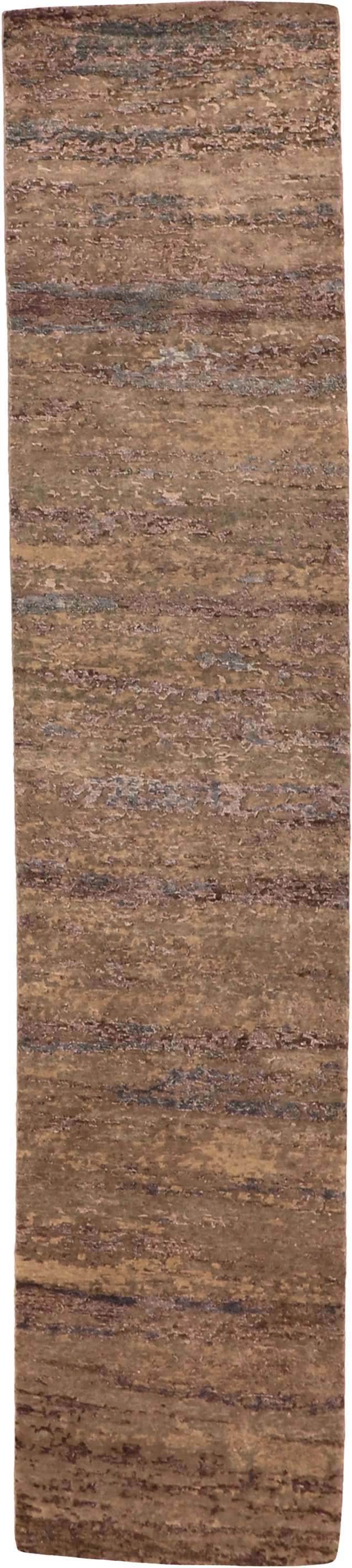 W 2.6 L 11.10 Modern Runner Silk And Wool Blend Hand-Woven All-Over Design - 63882