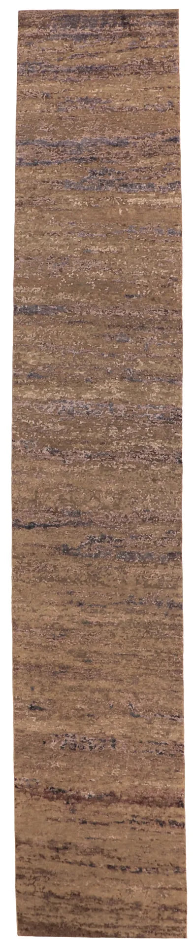 W 2.8 L 14.9 Modern Runner Wool And Silk Blend Hand-Woven All-Over Design - 63883