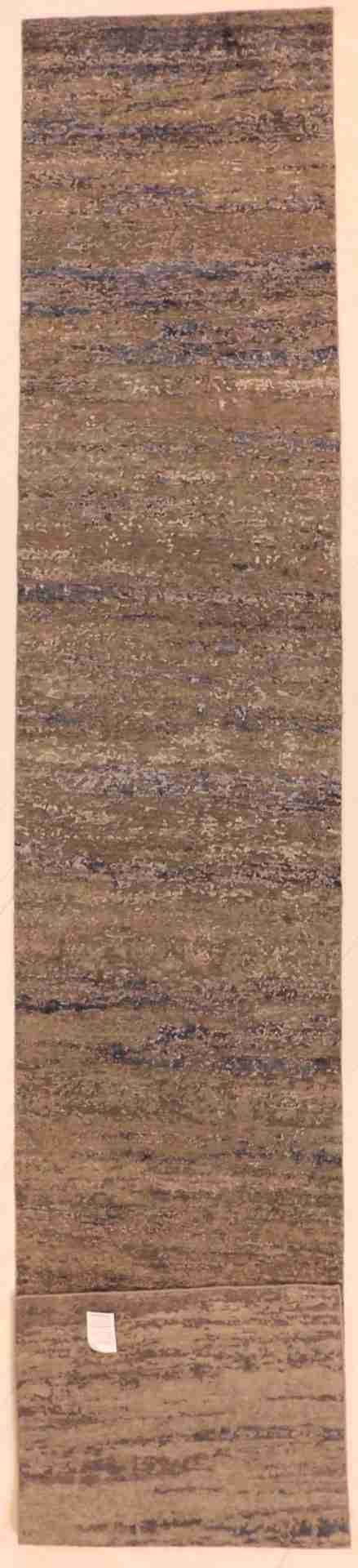 W 2.8 L 14.9 Modern Runner Wool And Silk Blend Hand-Woven All-Over Design - 63883