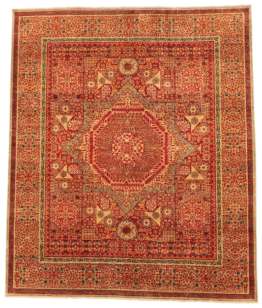 W 8.5 - L 10 - Mamluk Wool Traditional Rectangle - Finest Hand-Knotted Quality Wool - 63910