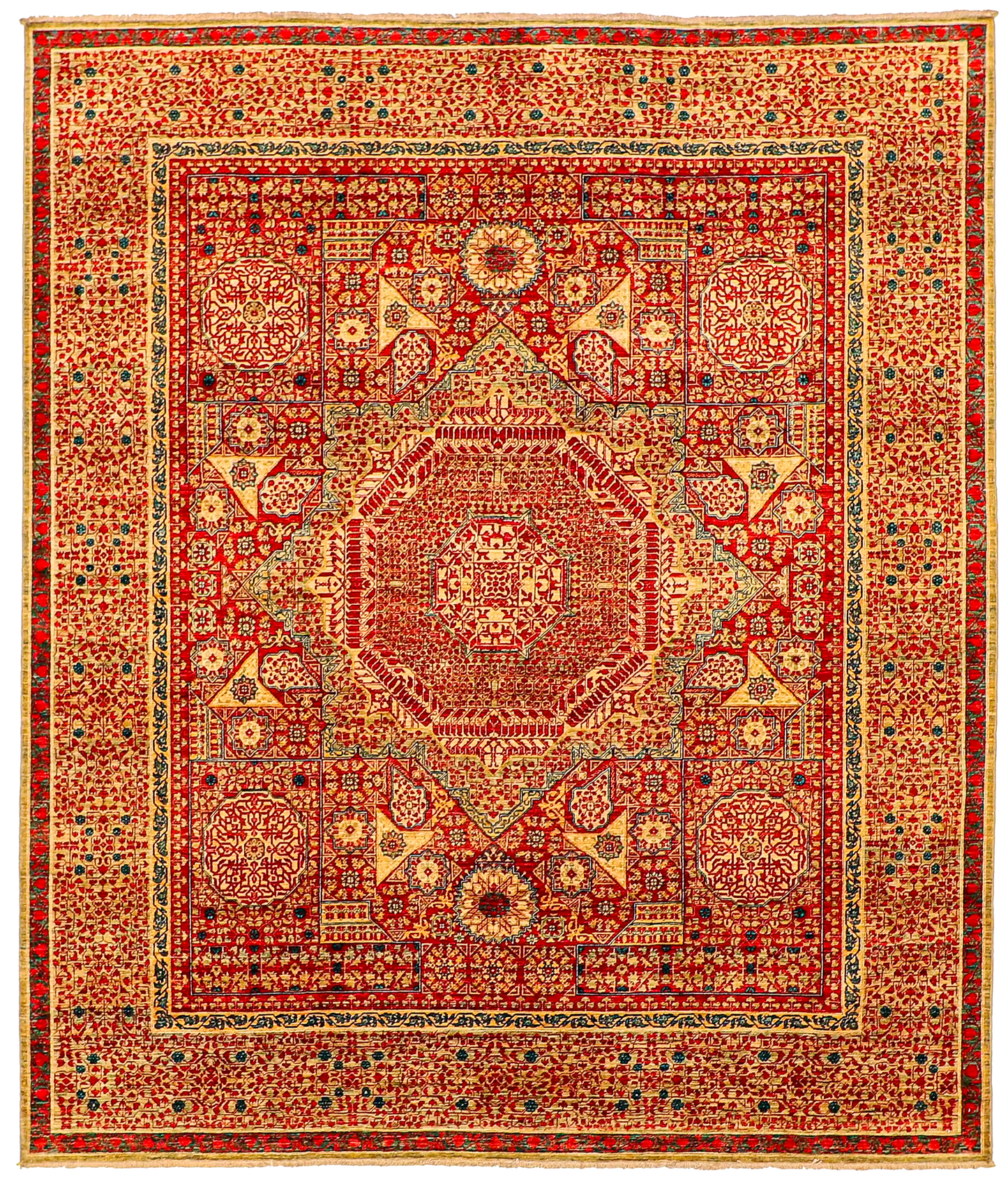 W 8.5 - L 10 - Mamluk Wool Traditional Rectangle - Finest Hand-Knotted Quality Wool - 63910