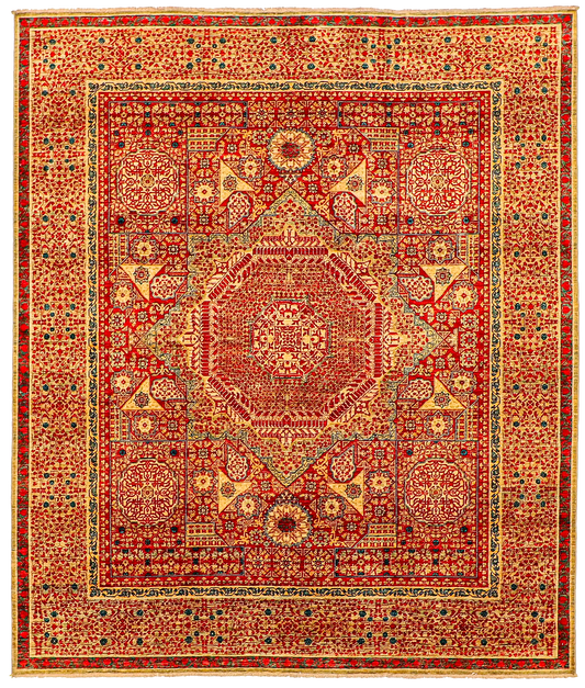 W 8.5 - L 10 - Mamluk Wool Traditional Rectangle - Finest Hand-Knotted Quality Wool - 63910