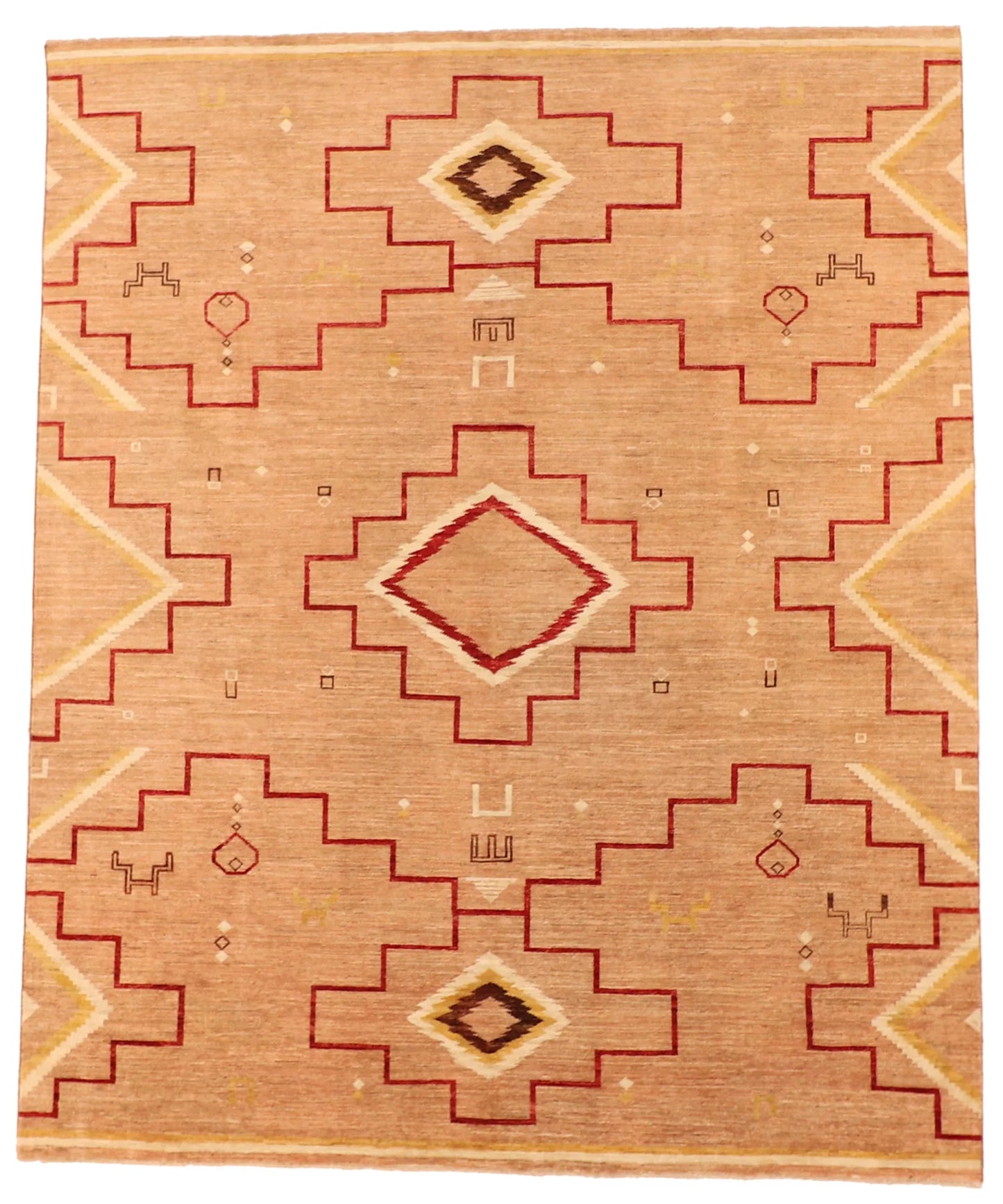 W 8.2 L 9.9 Mountain Modern 100% Wool Hand-Woven All-Over Design - 63911