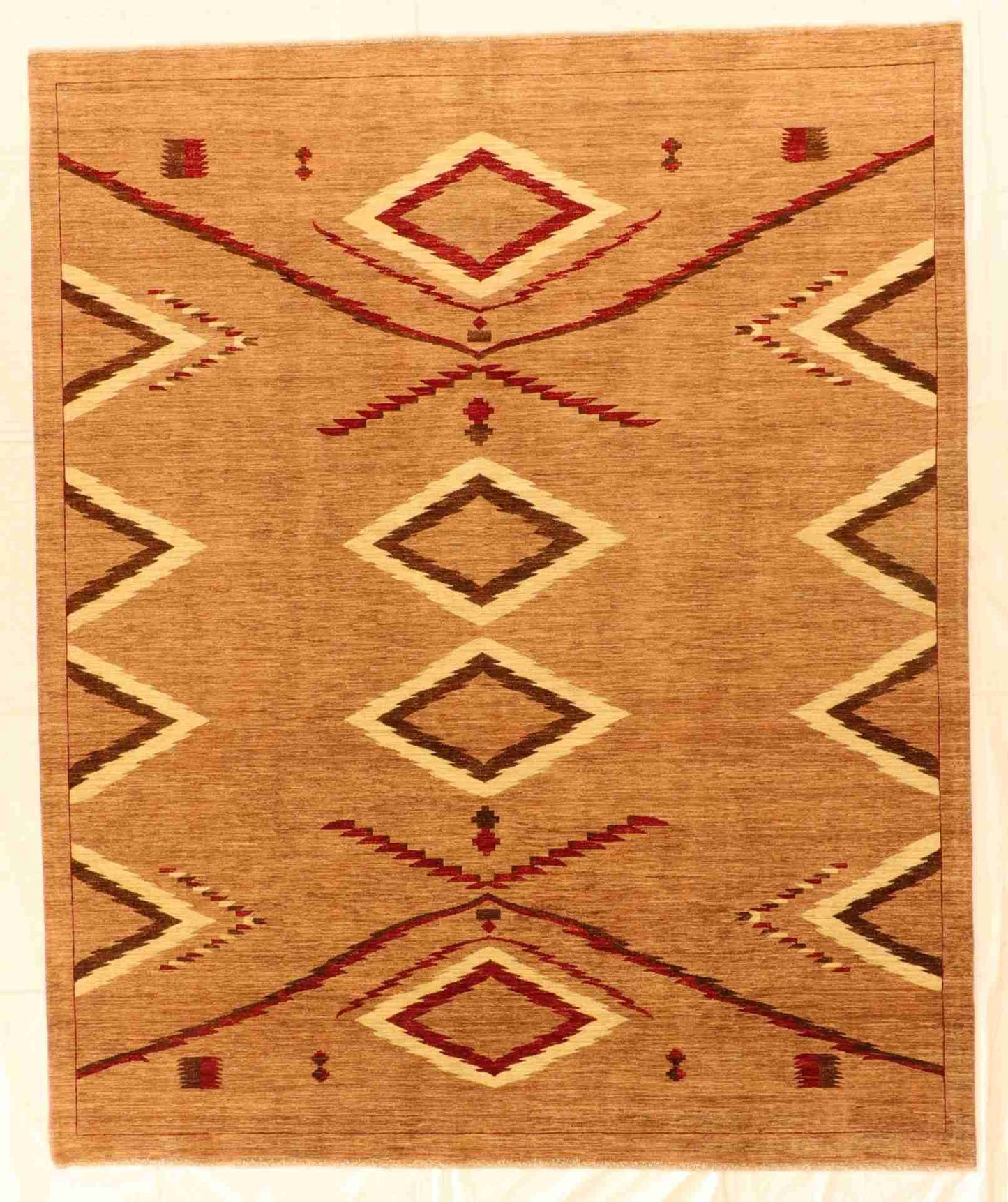 W 8.2 - L 9.11 - Mountain Modern Wool Western Rectangle - Finest Hand-Knotted Quality Wool - 63924