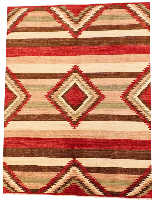 W 9.1 L 11.10 Mountain Modern 100% Wool Handmade All Over Geometric Design - 63926