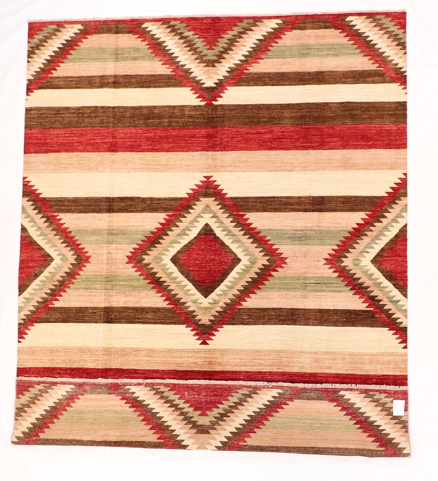 W 9.1 L 11.10 Mountain Modern 100% Wool Handmade All Over Geometric Design - 63926