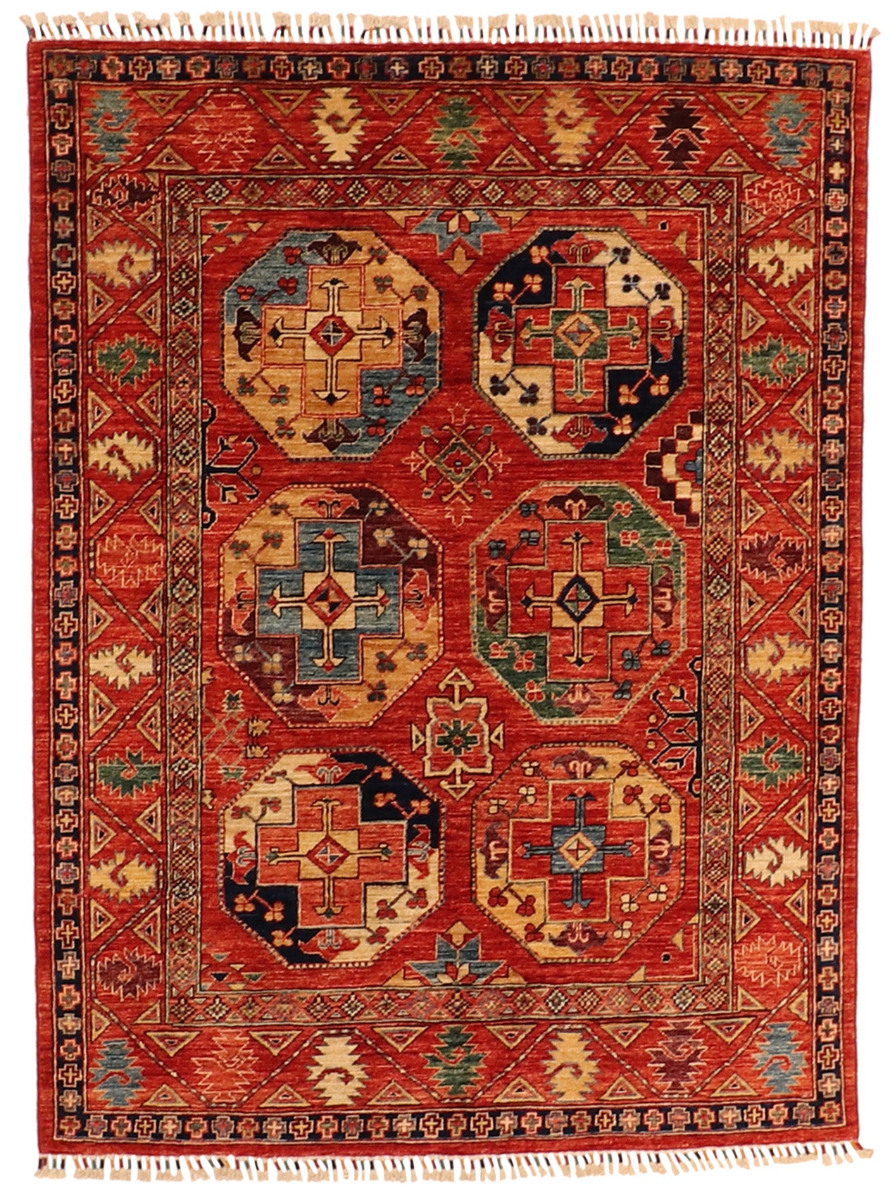 W 5 L 6.8 Tekeh 100% Wool Hand-Woven All-Over Design - 63928