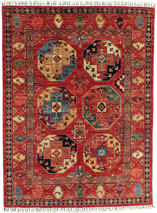 W 5 L 6.8 Tekeh 100% Wool Hand-Woven All-Over Design - 63928
