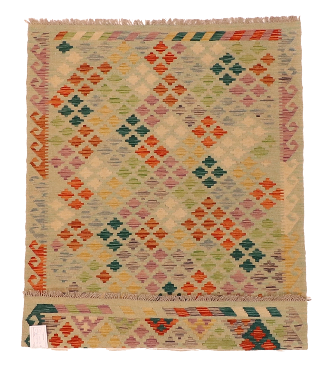 W 4 L 5.5 Kilim 100% Wool Hand-Woven All-Over Design - 63953