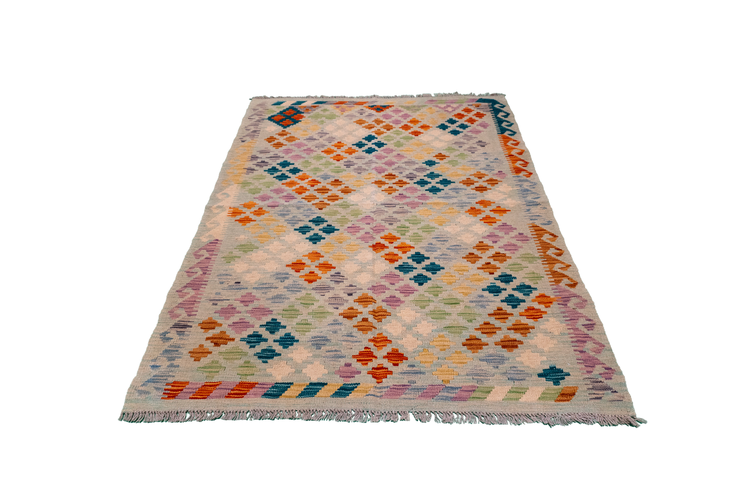 W 4 L 5.5 Kilim 100% Wool Hand-Woven All-Over Design - 63953