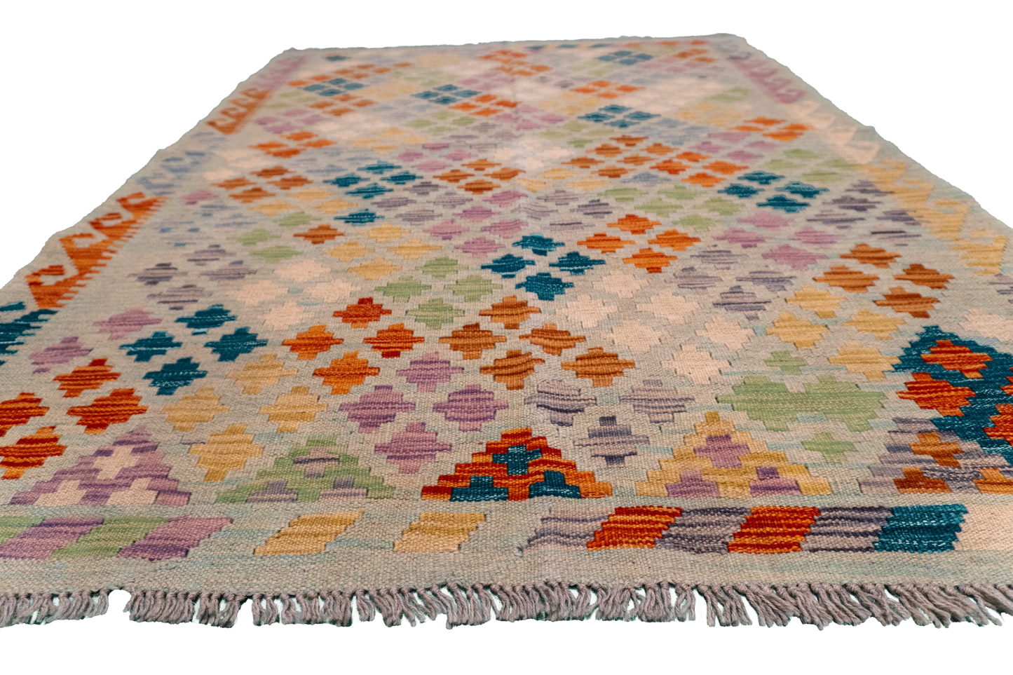 W 4 L 5.5 Kilim 100% Wool Hand-Woven All-Over Design - 63953