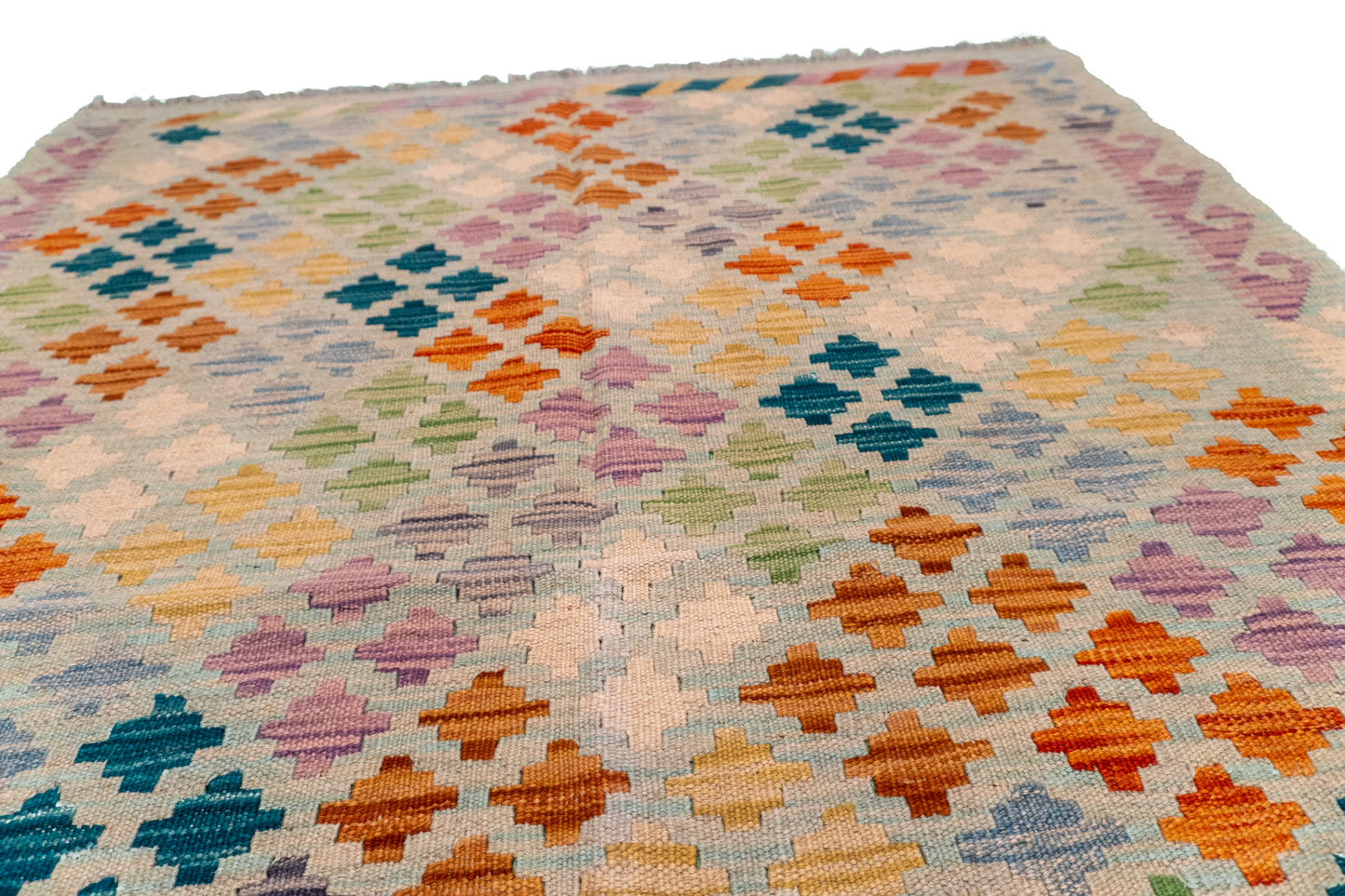 W 4 L 5.5 Kilim 100% Wool Hand-Woven All-Over Design - 63953