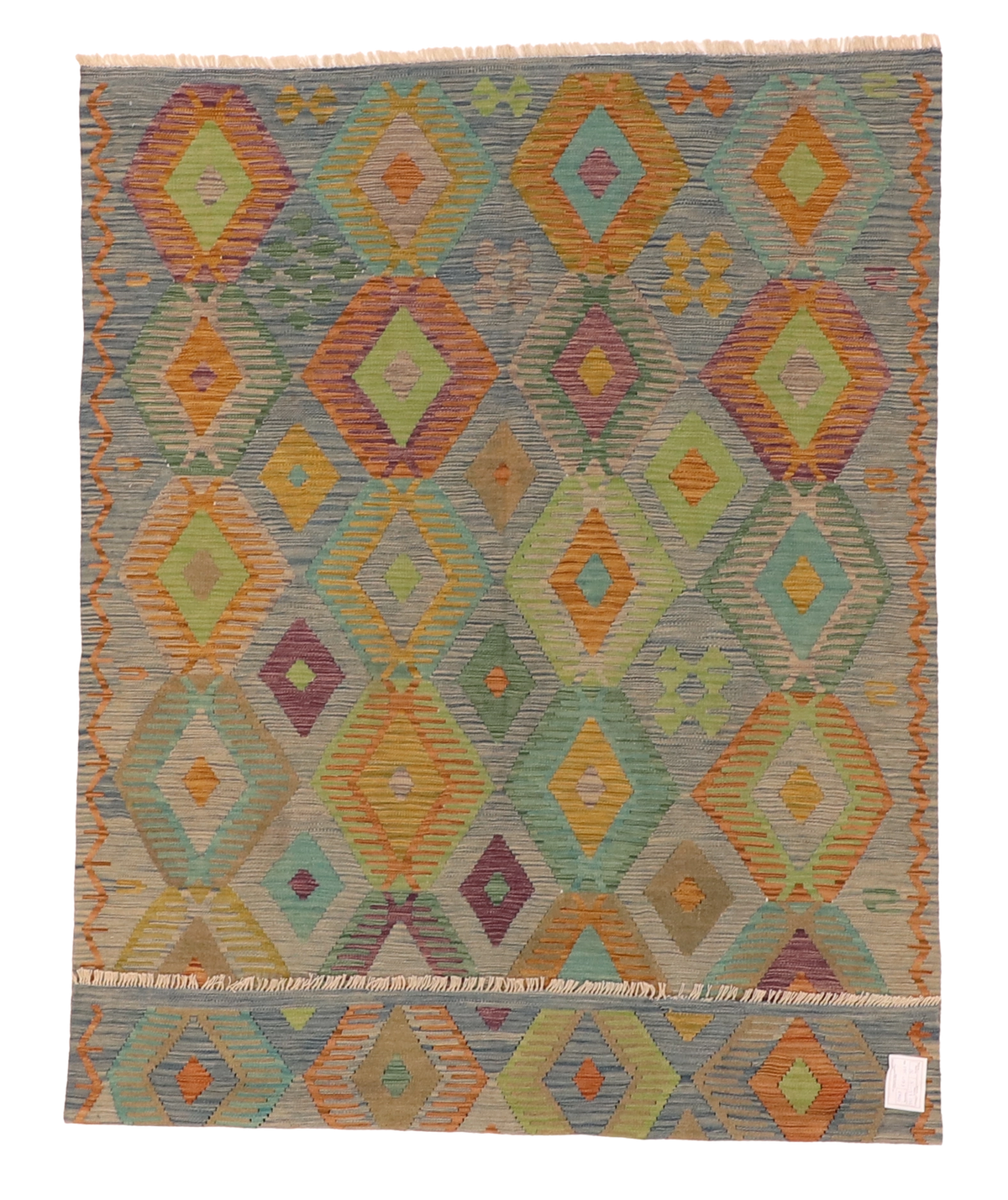 W 5.8 L 8.1 Kilim 100% Wool Hand-Woven All-Over Design - 63954