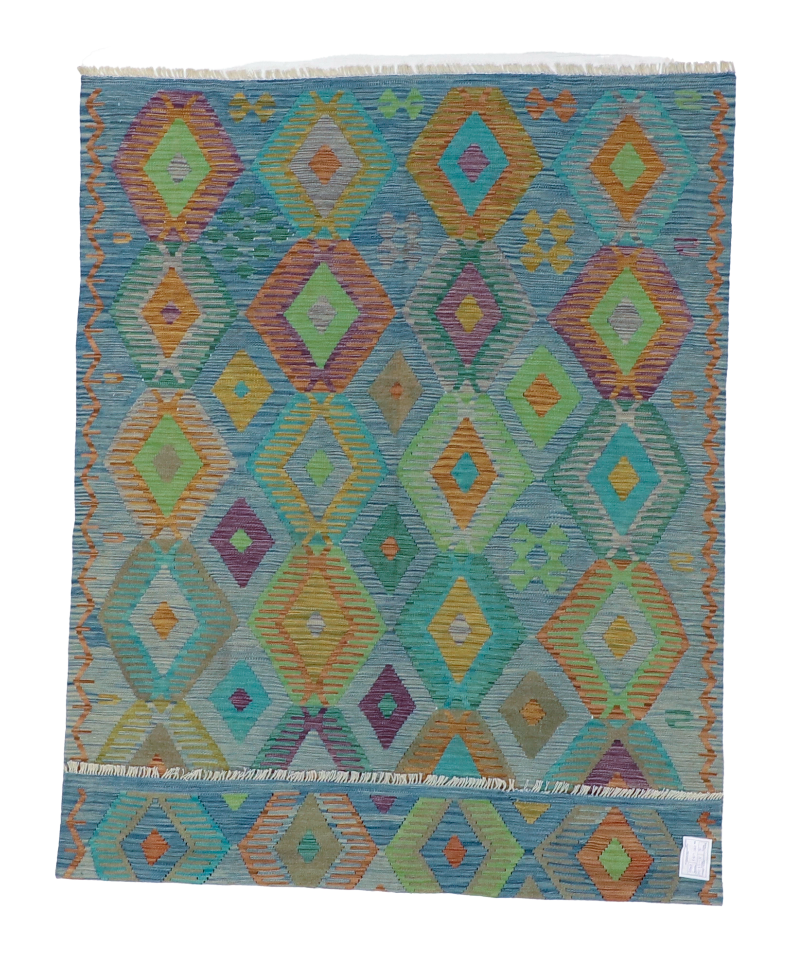 W 5.8 L 8.1 Kilim 100% Wool Hand-Woven All-Over Design - 63954