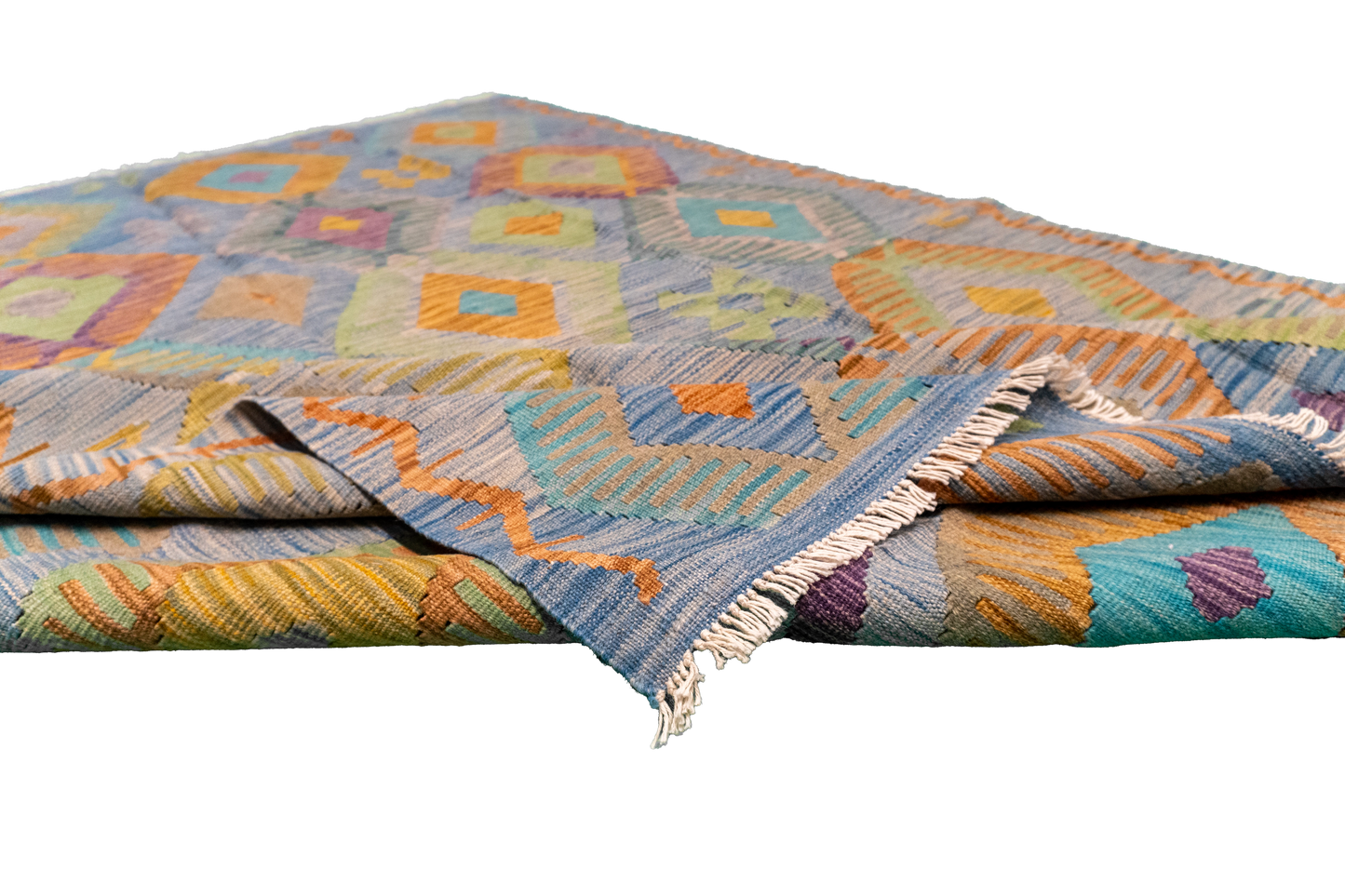 W 5.8 - L 8.1 - Kilim Fine/Wool All Over Rectangle - Finest Hand-Made Quality Wool - 63954