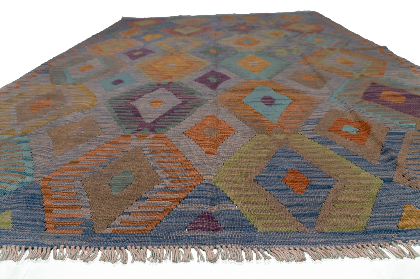 W 5.8 - L 8.1 - Kilim Fine/Wool All Over Rectangle - Finest Hand-Made Quality Wool - 63954