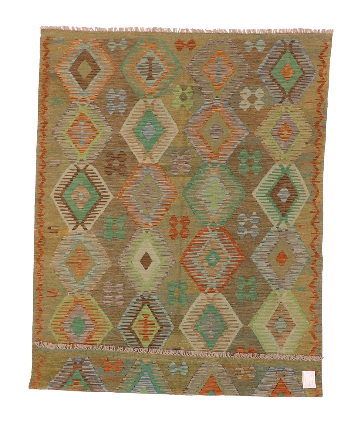 W 5.9 L 8.1 Kilim 100% Wool Hand-Woven All-Over Design - 63955