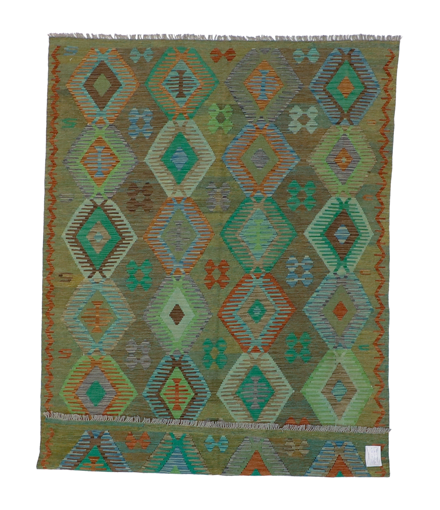W 5.9 L 8.1 Kilim 100% Wool Hand-Woven All-Over Design - 63955