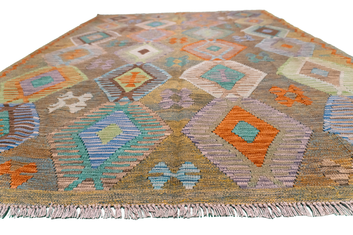 W 5.9 - L 8.1 - Kilim Fine/Wool All Over Rectangle - Finest Hand-Made Quality Wool - 63955