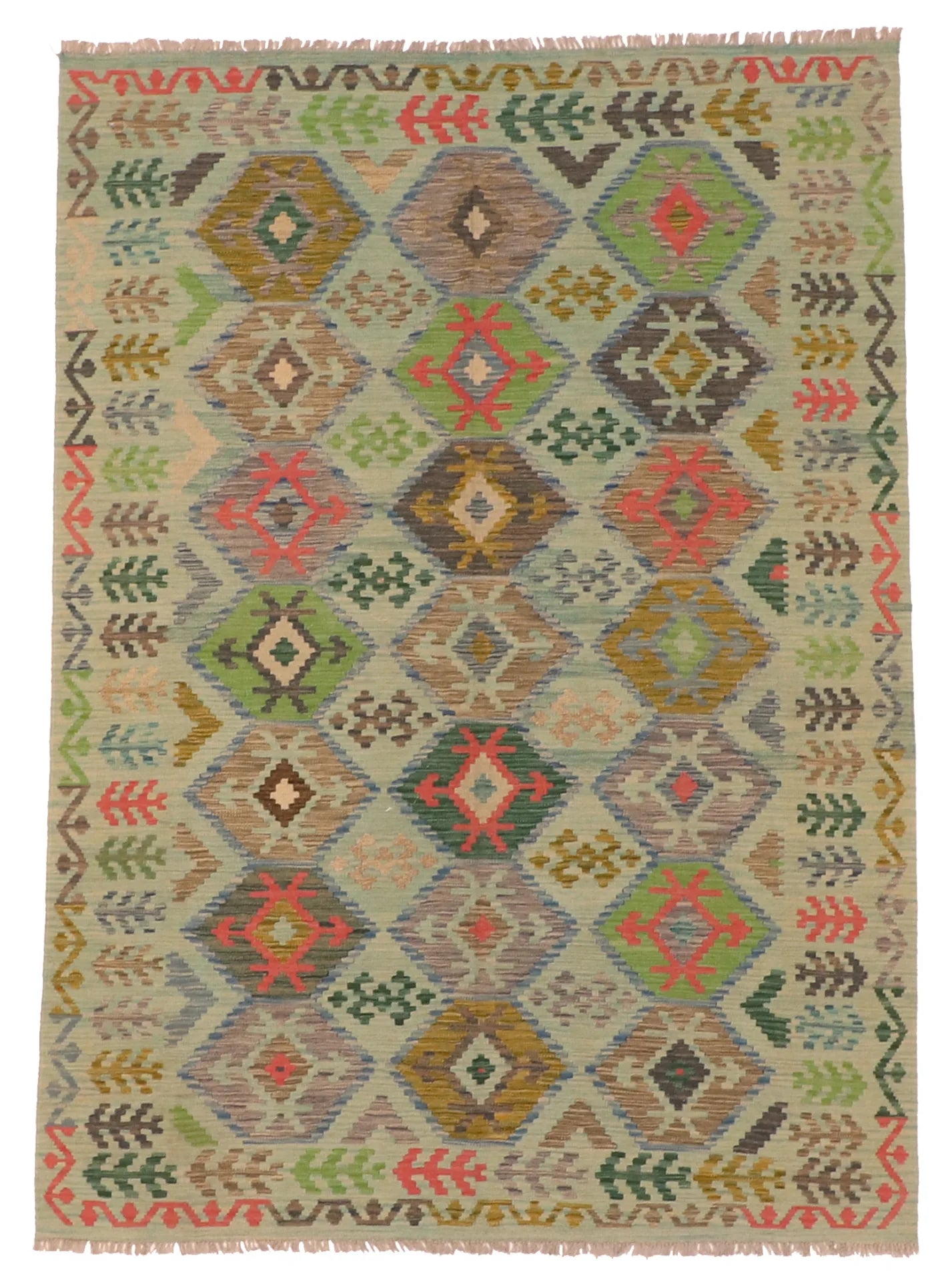 5.11 x 8.3 - Kilim Fine/Wool All Over Rectangle - Finest Hand-Made Quality Wool - 63956