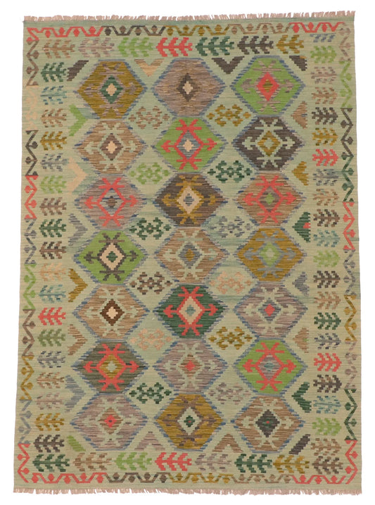 5.11 x 8.3 - Kilim Fine/Wool All Over Rectangle - Finest Hand-Made Quality Wool - 63956