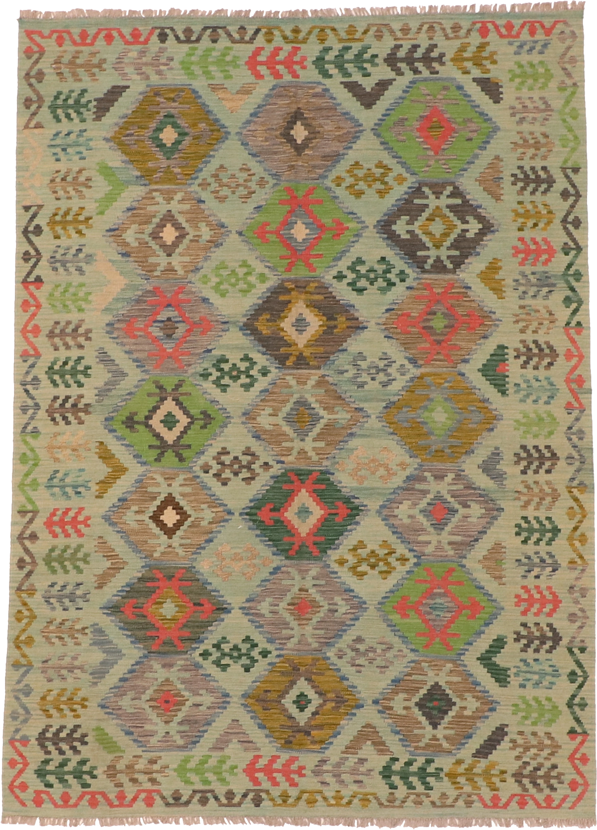 W 5.11 L 8.3 Kilim 100% Wool Hand-Woven All-Over Design - 63956