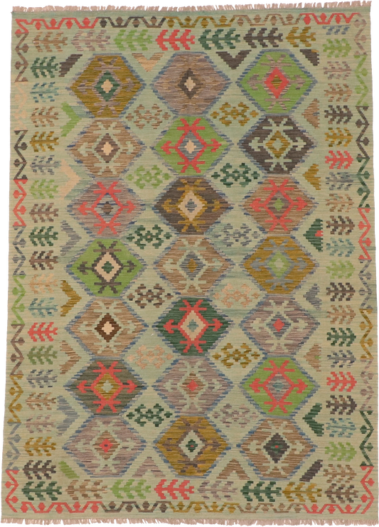 W 5.11 L 8.3 Kilim 100% Wool Hand-Woven All-Over Design - 63956