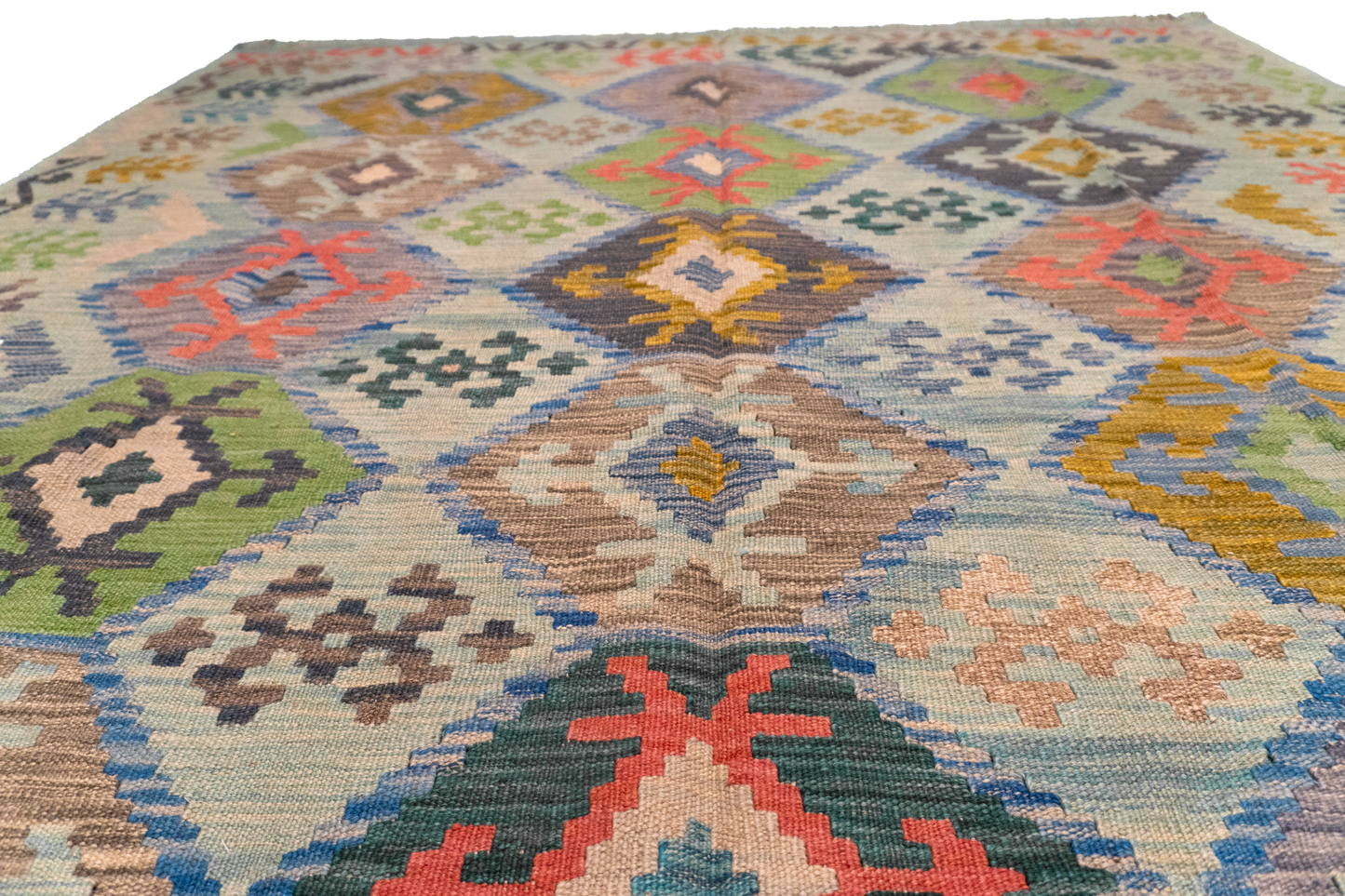 W 5.11 - L 8.3 - Kilim Fine/Wool All Over Rectangle - Finest Hand-Made Quality Wool - 63956