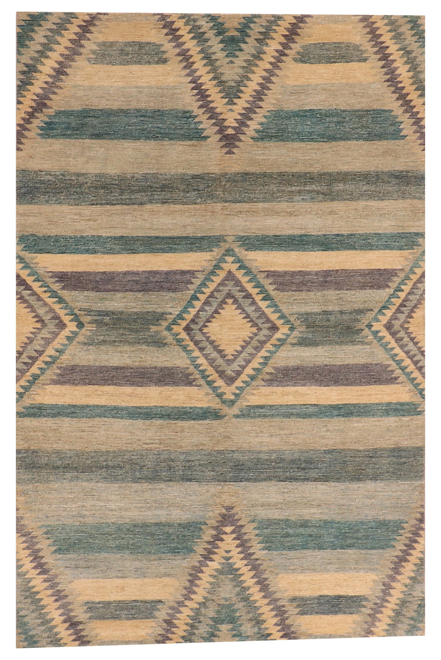 W 5.11 L 9 Mountain Modern 100% Wool Handmade Geometric Design - 64006