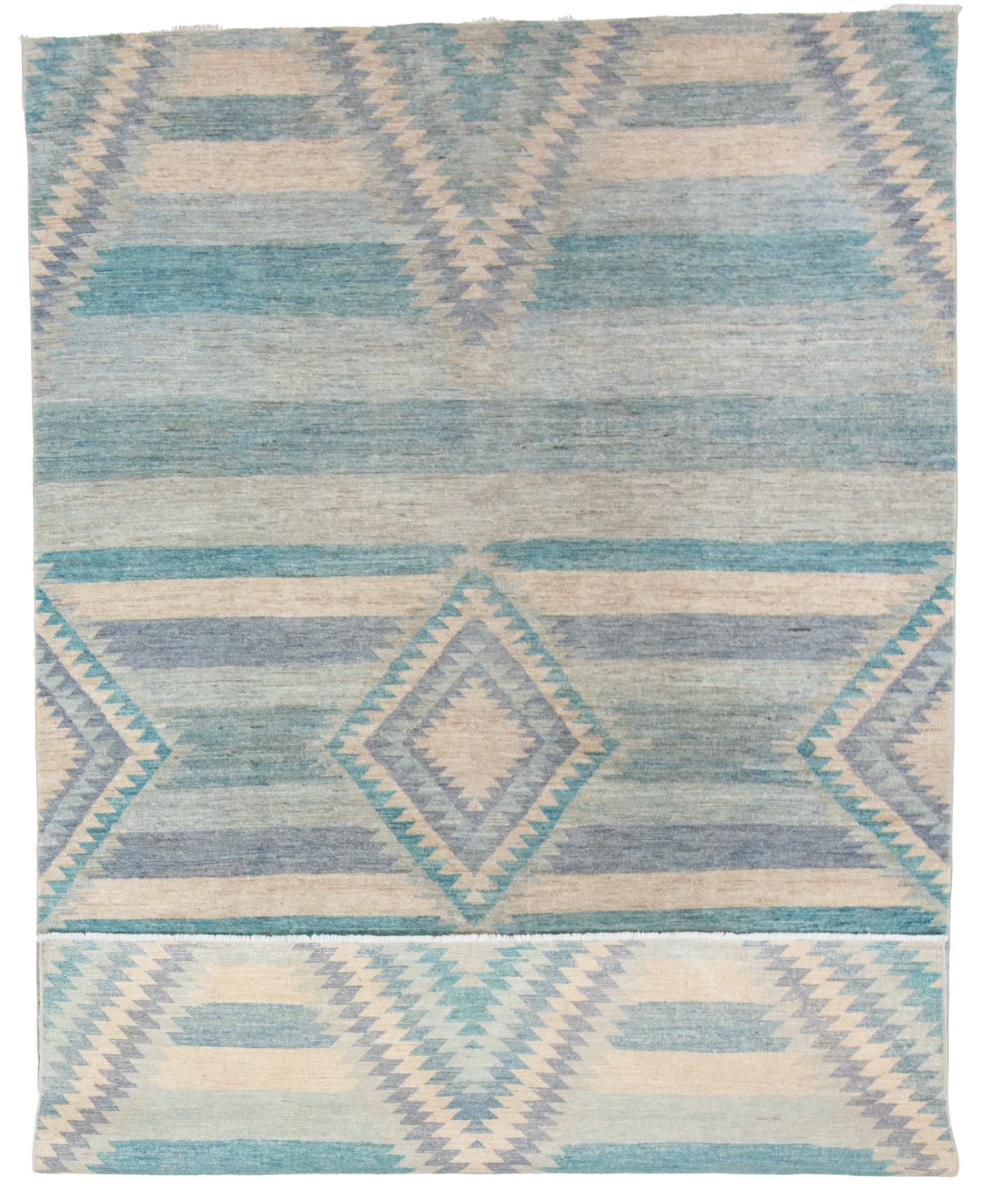 W 5.11 L 9 Mountain Modern 100% Wool Hand-Woven Geometric Design - 64006