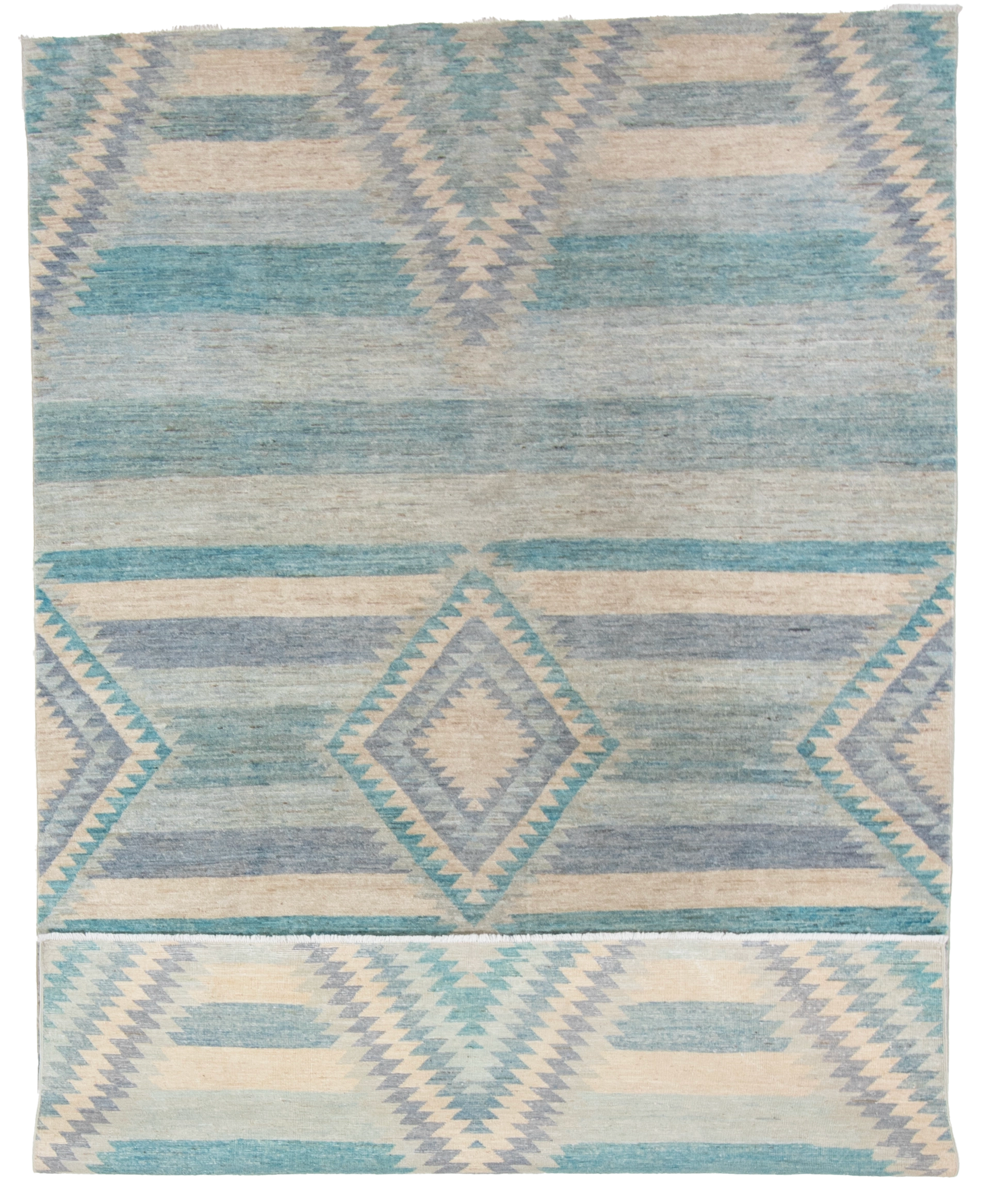 W 5.11 L 9 Mountain Modern 100% Wool Hand-Woven Geometric Design - 64006