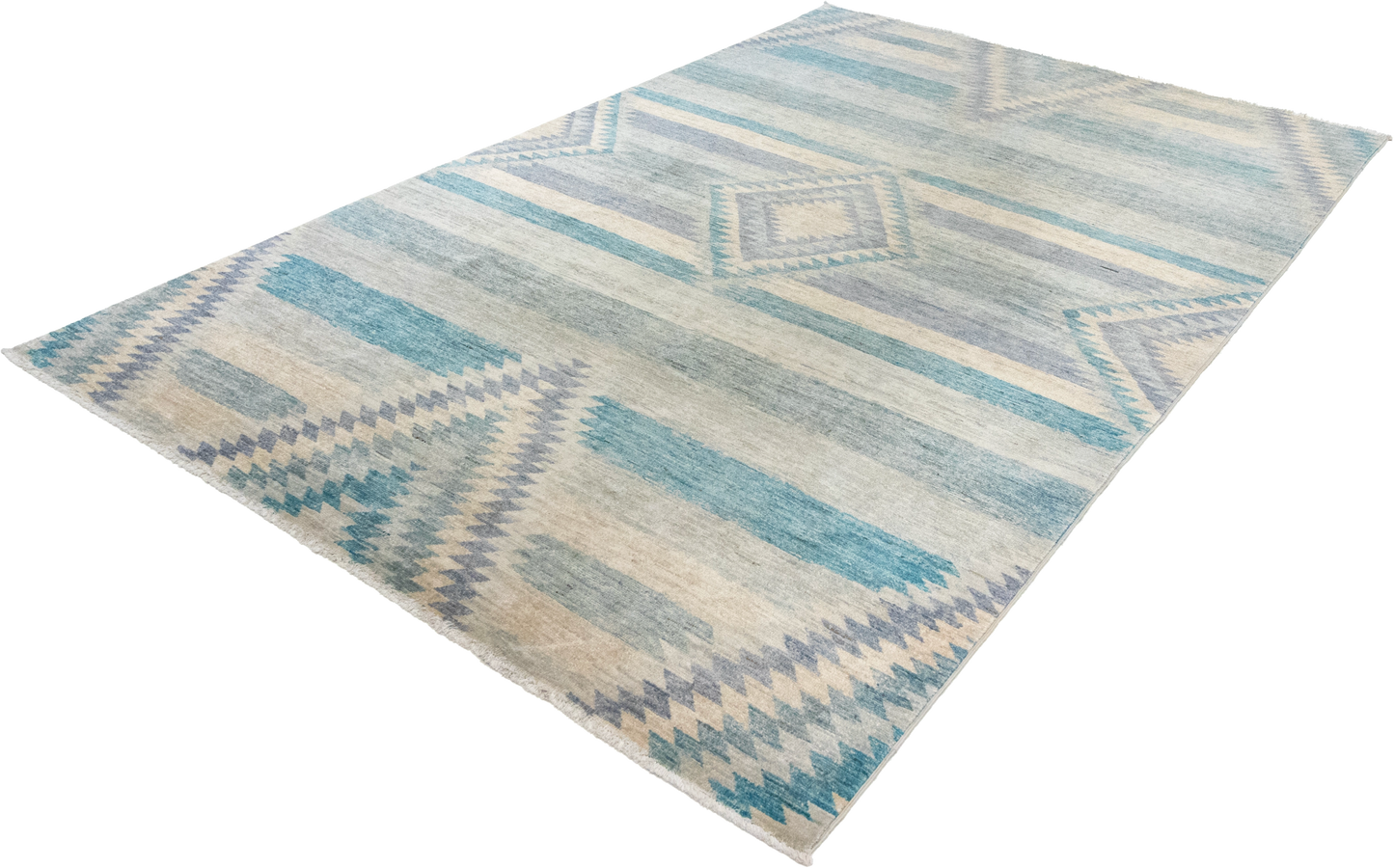 W 5.11 L 9 Mountain Modern 100% Wool Hand-Woven Geometric Design - 64006