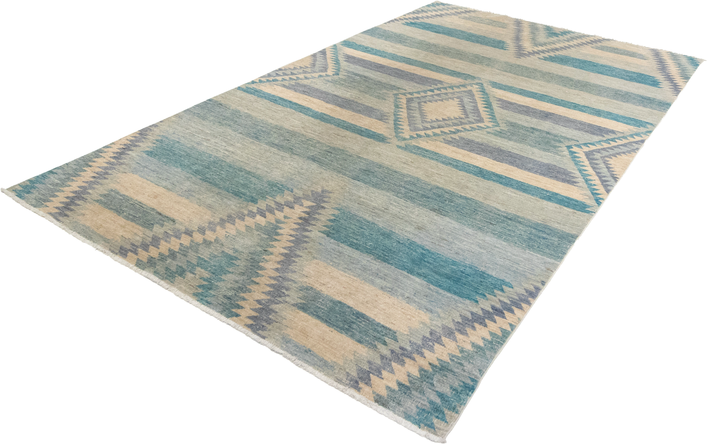 W 5.11 L 9 Mountain Modern 100% Wool Hand-Woven Geometric Design - 64006