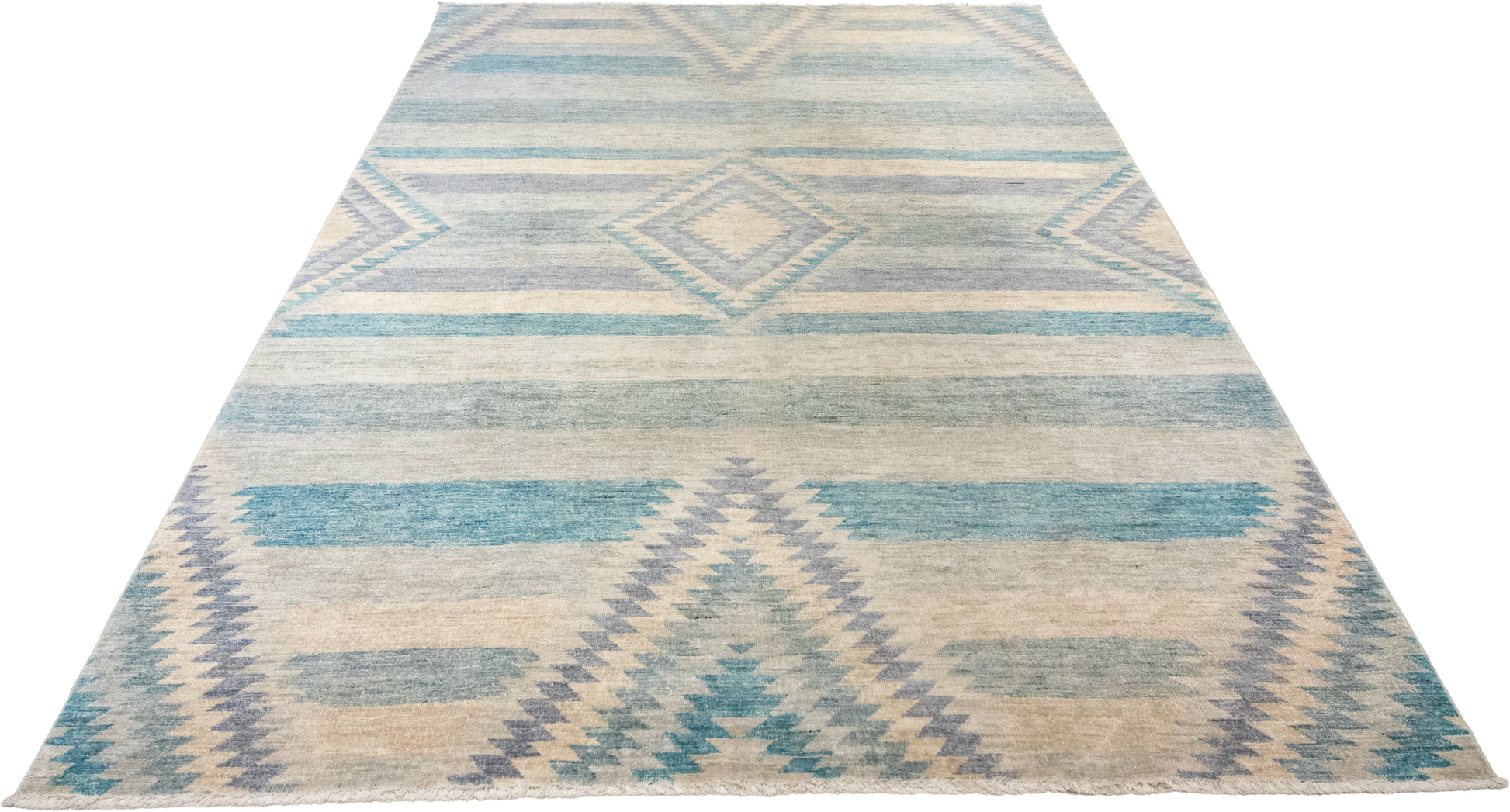 W 5.11 L 9 Mountain Modern 100% Wool Hand-Woven Geometric Design - 64006