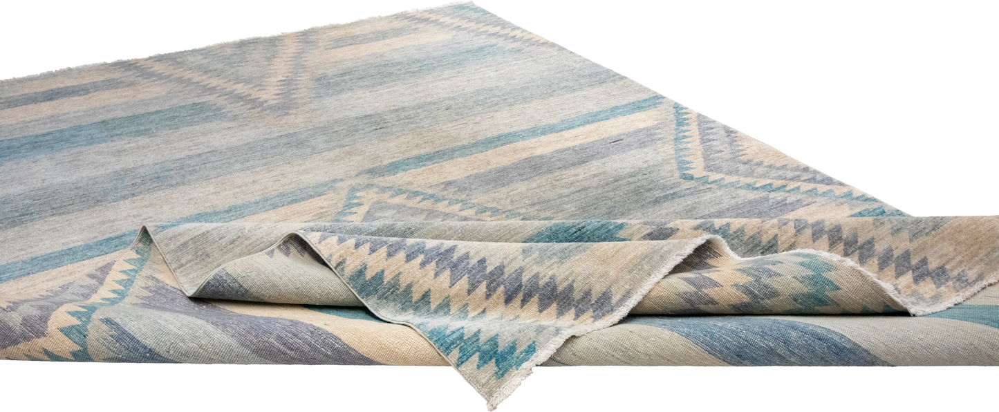 W 5.11 L 9 Mountain Modern 100% Wool Hand-Woven Geometric Design - 64006