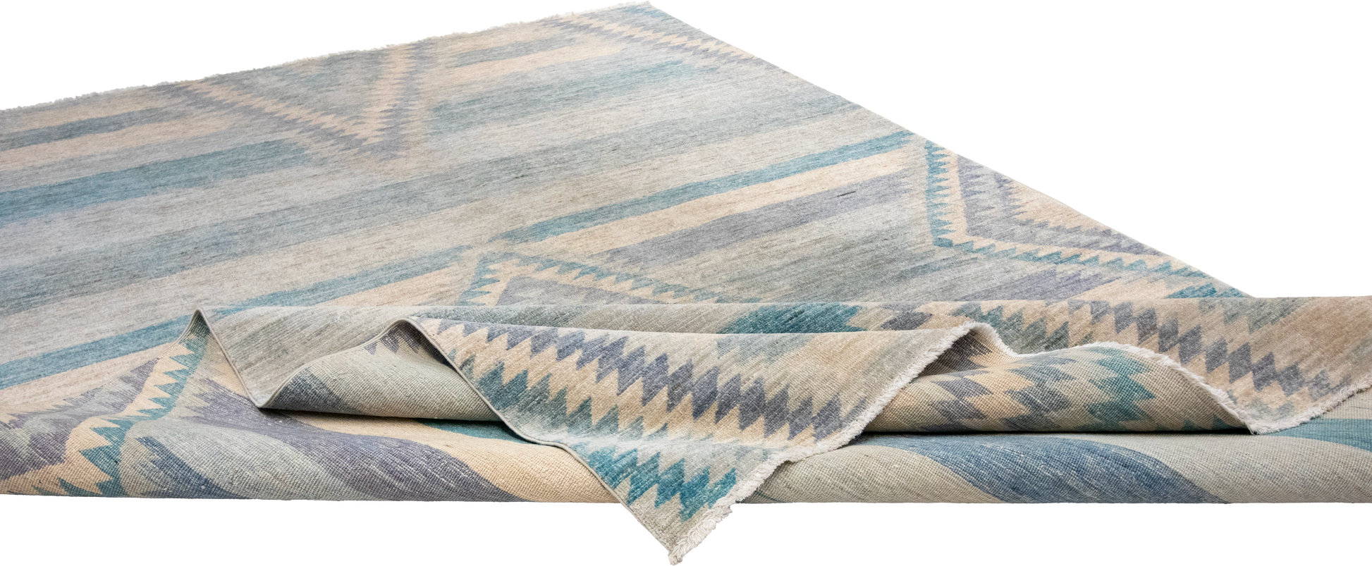 W 5.11 L 9 Mountain Modern 100% Wool Hand-Woven Geometric Design - 64006