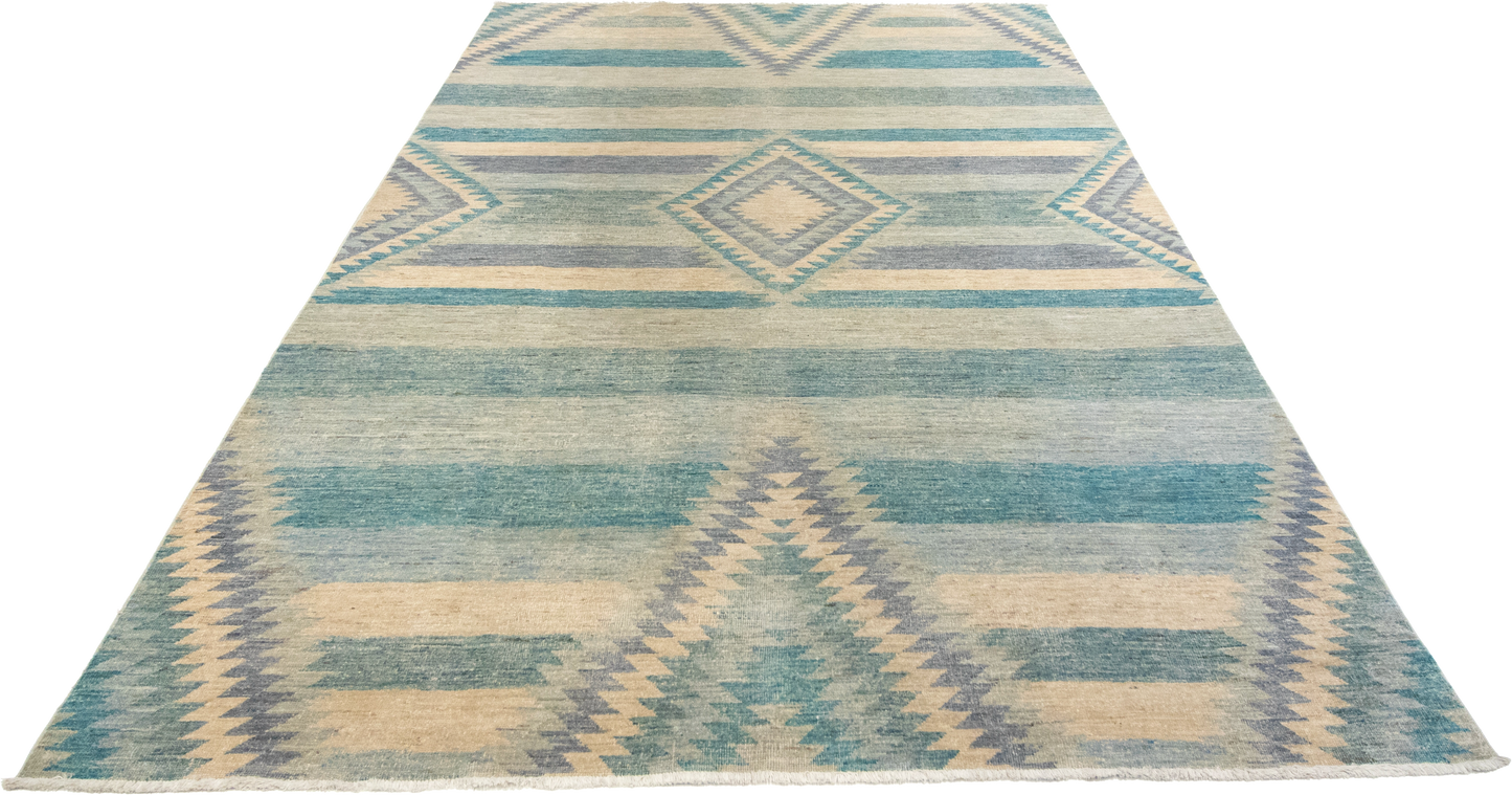 W 5.11 L 9 Mountain Modern 100% Wool Hand-Woven Geometric Design - 64006