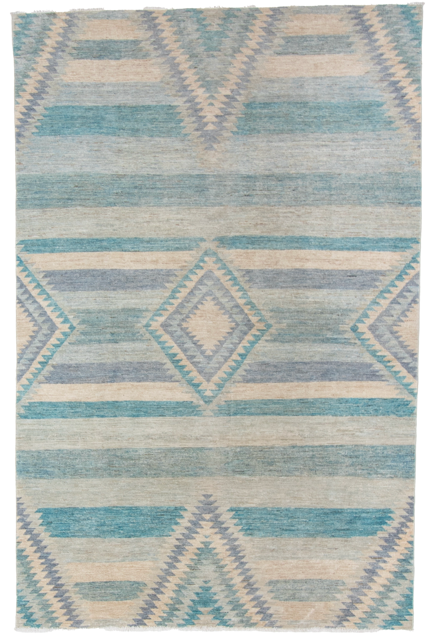 W 5.11 L 9 Mountain Modern 100% Wool Hand-Woven Geometric Design - 64006