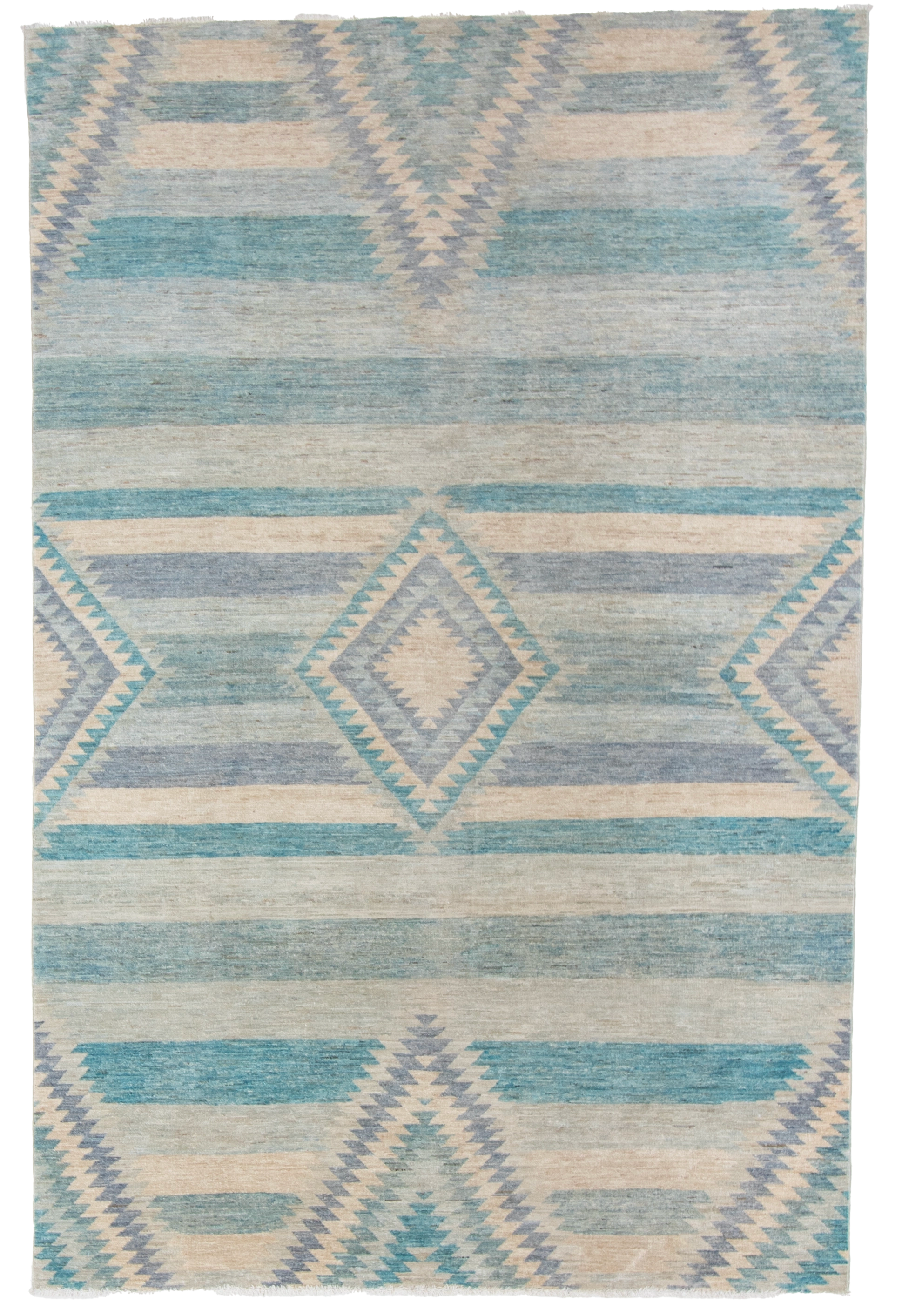 W 5.11 L 9 Mountain Modern 100% Wool Hand-Woven Geometric Design - 64006