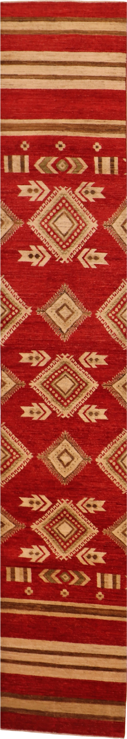 W 2.3 L 12.3 Mountain Modern Runner 100% Wool Hand-Woven All-Over Design - 64016