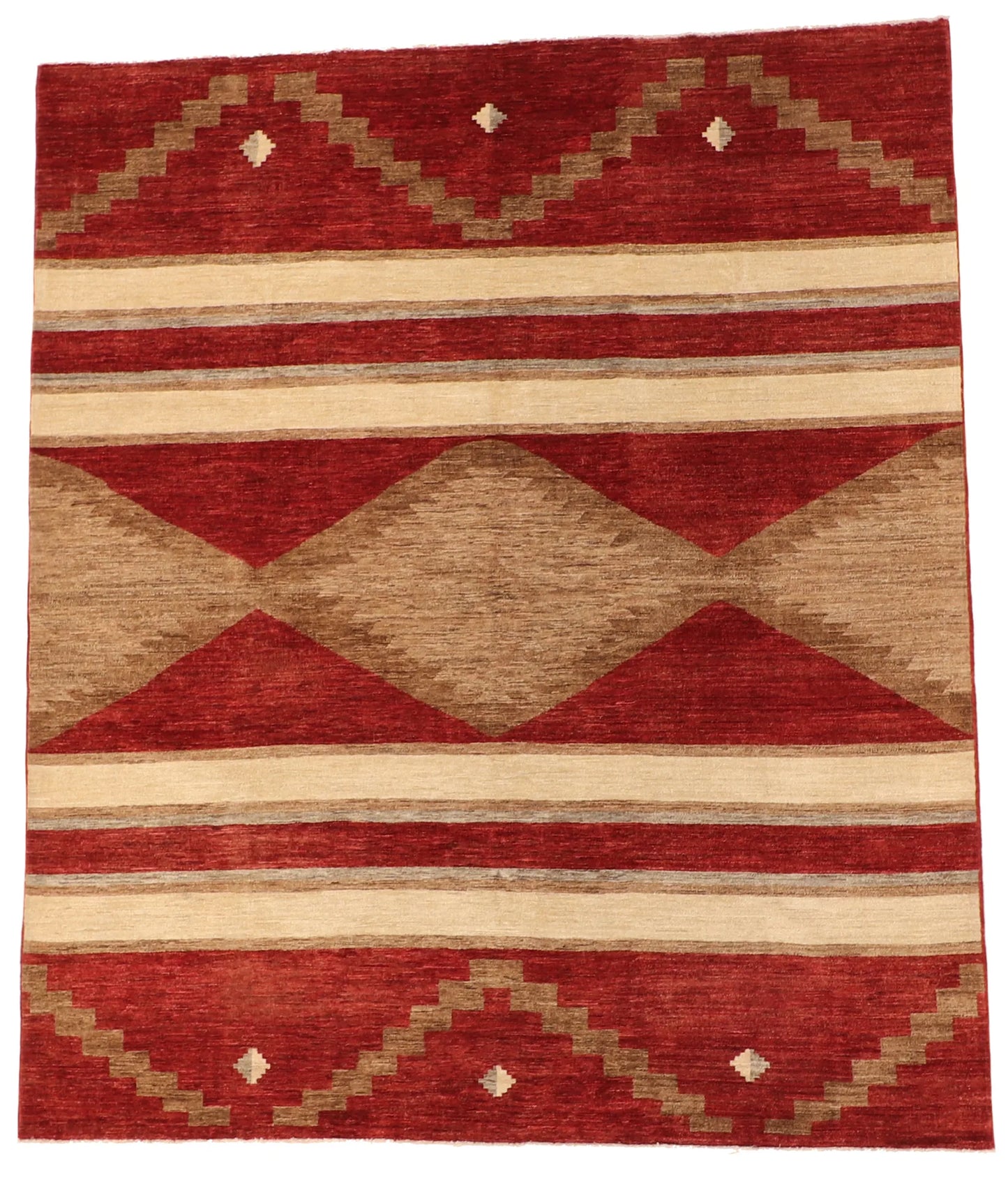 W 8 - L 9.3 - Mountain Modern Wool Western Rectangle - Finest Hand-Knotted Quality Wool - 64027