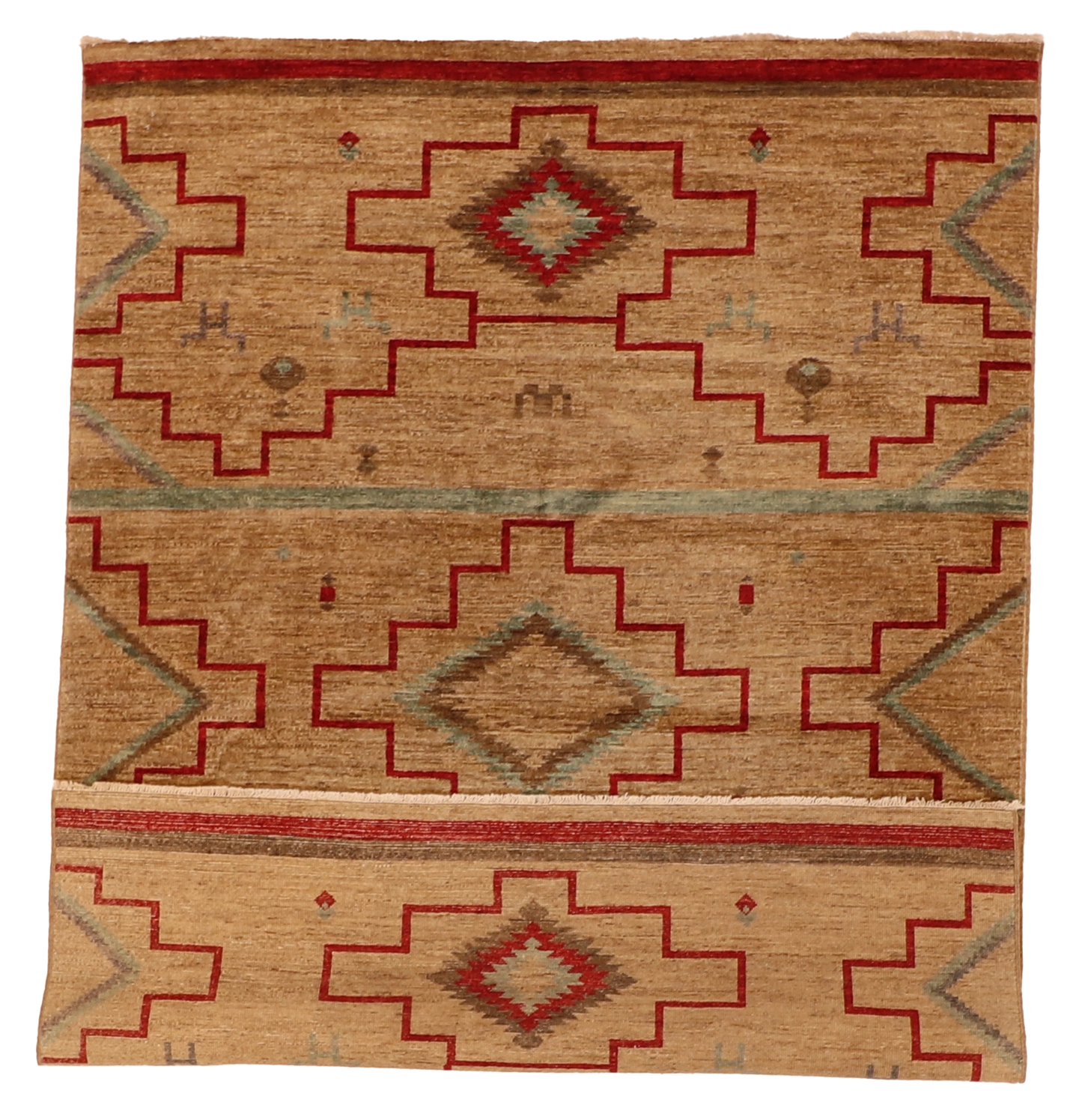 W 5 L 7 Mountain Modern 100% Wool Hand-Woven Geometric Design - 64035
