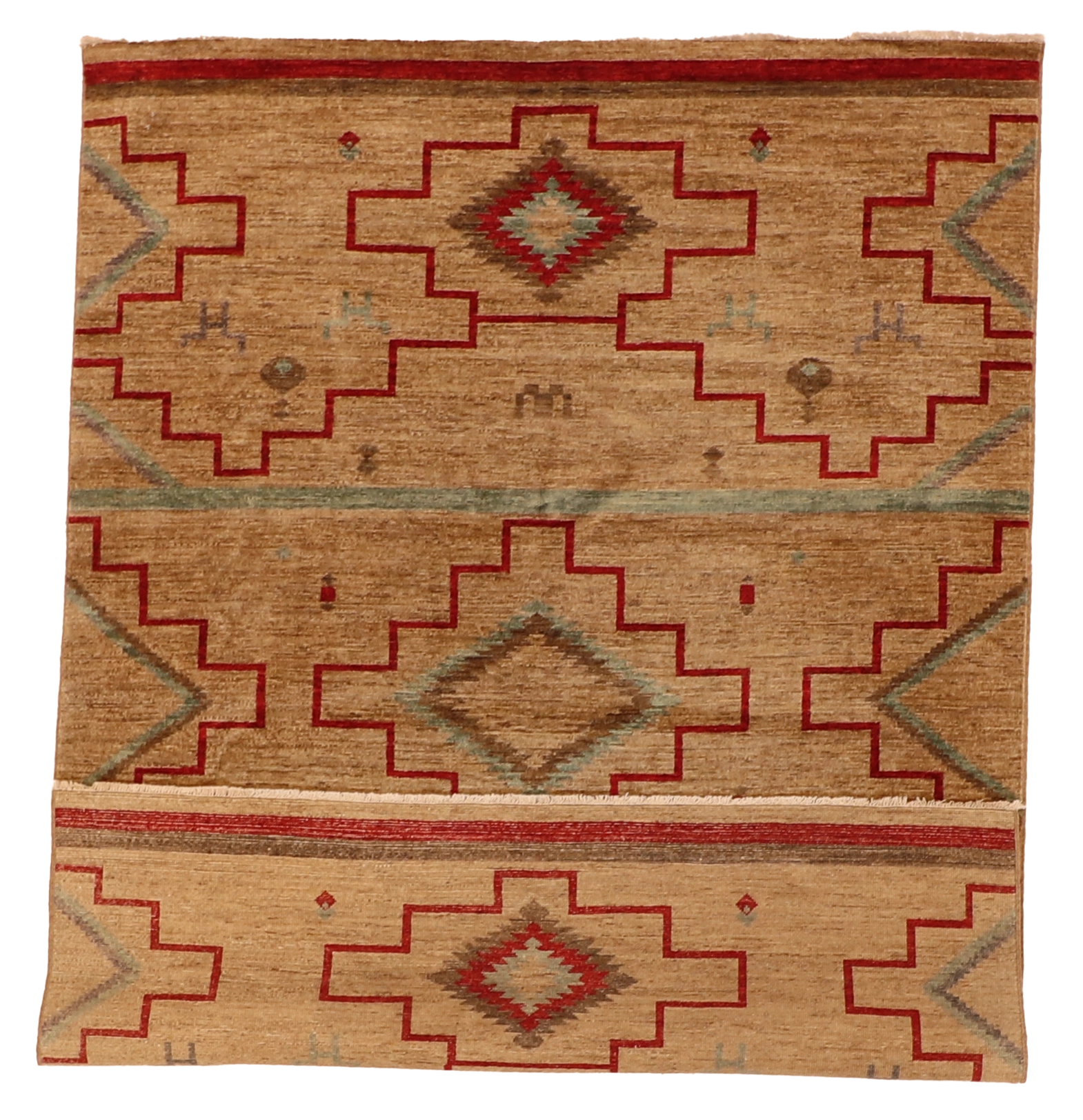 W 5 L 7 Mountain Modern 100% Wool Hand-Woven Geometric Design - 64035