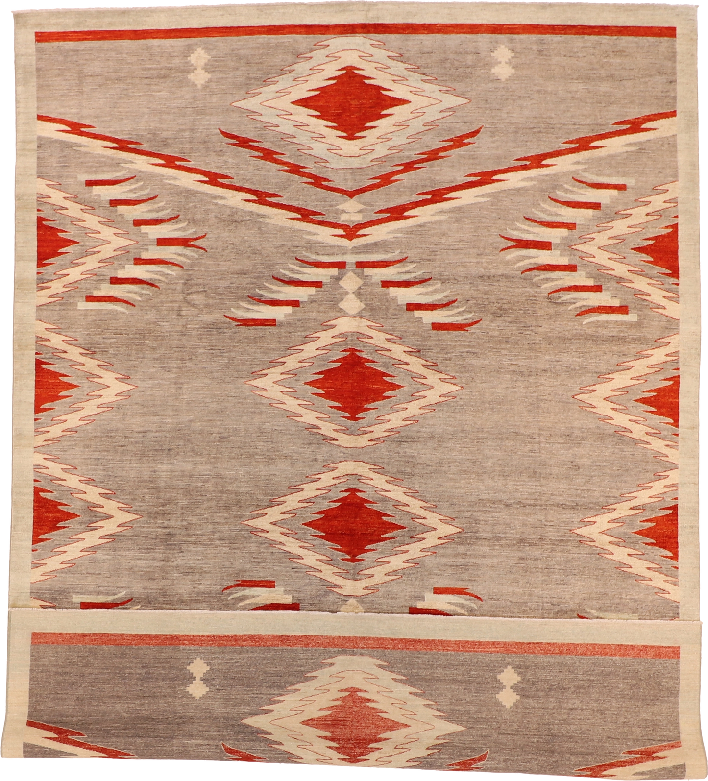 W 8.10 L 12 Mountain Modern 100% Wool Hand-Woven All-Over Design - 64043