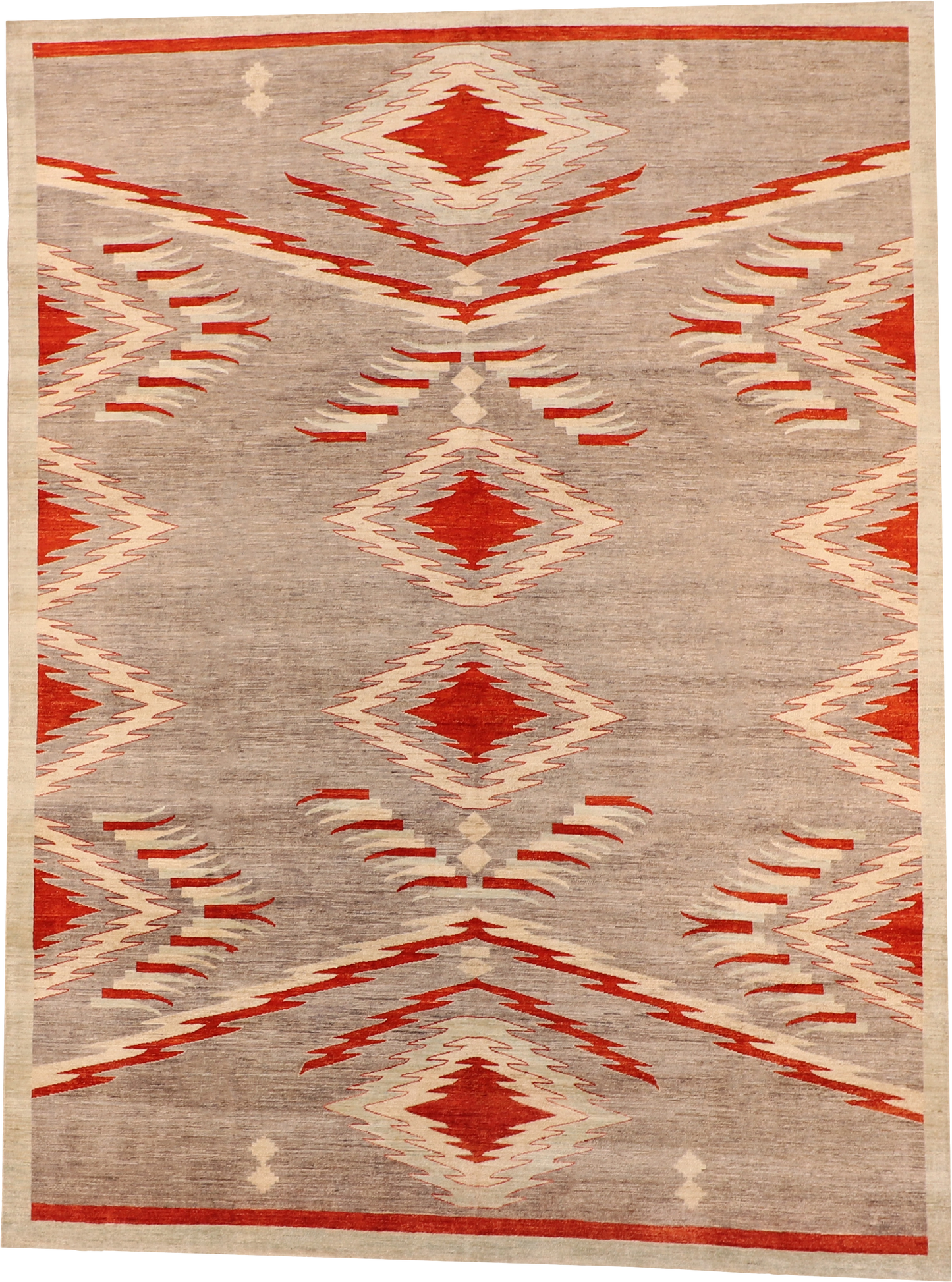 W 8.10 L 12 Mountain Modern 100% Wool Hand-Woven All-Over Design - 64043