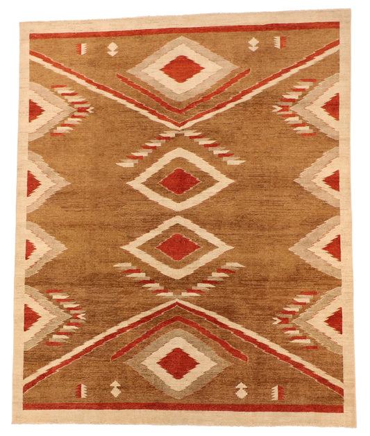 W 8 - L 9.11 - Mountain Modern Wool Western Rectangle - Finest Hand-Knotted Quality Wool - 64046