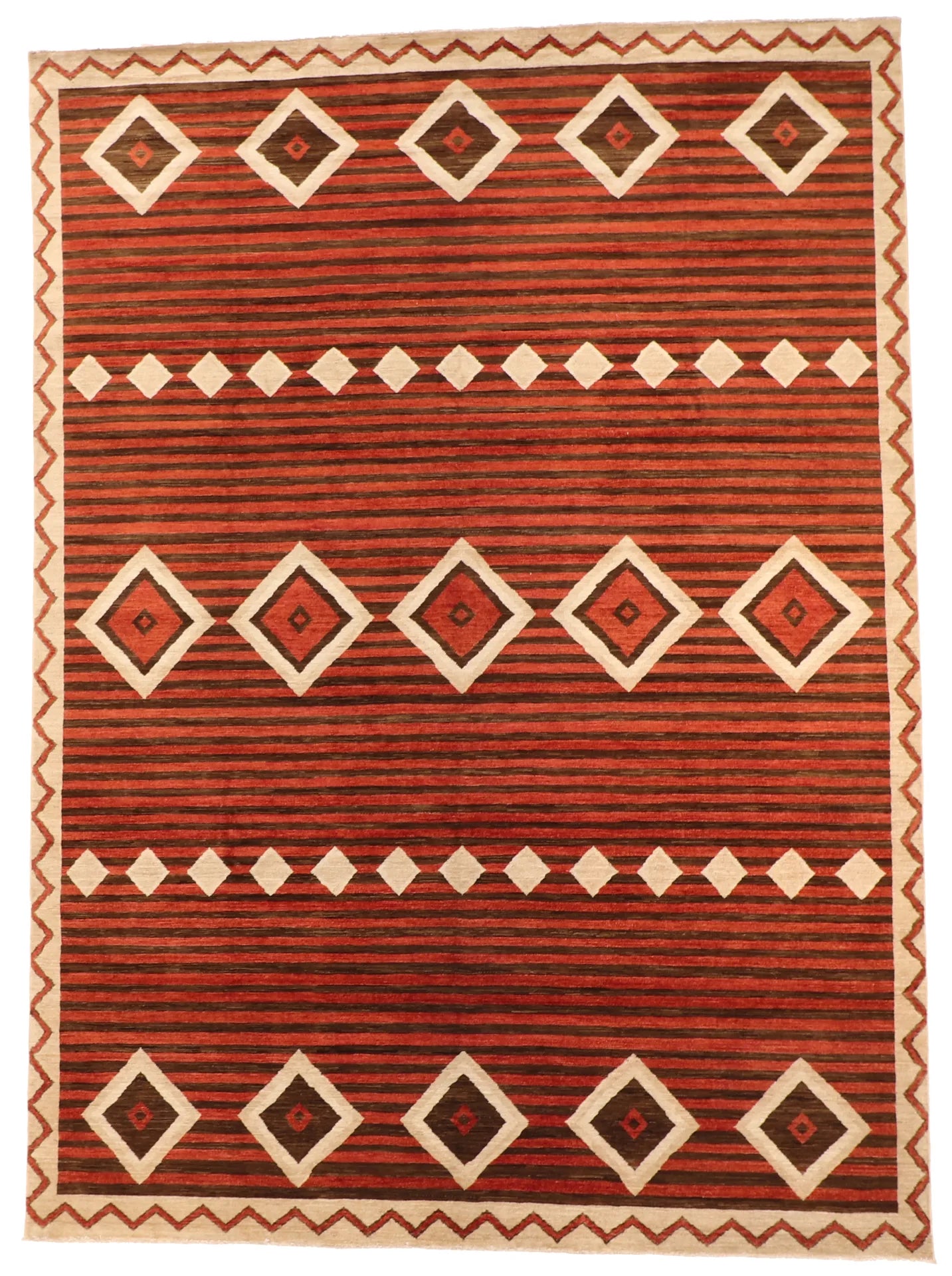 W 9 - L 12 - Mountain Modern Wool Western Rectangle - Hand Woven Rug - 64047