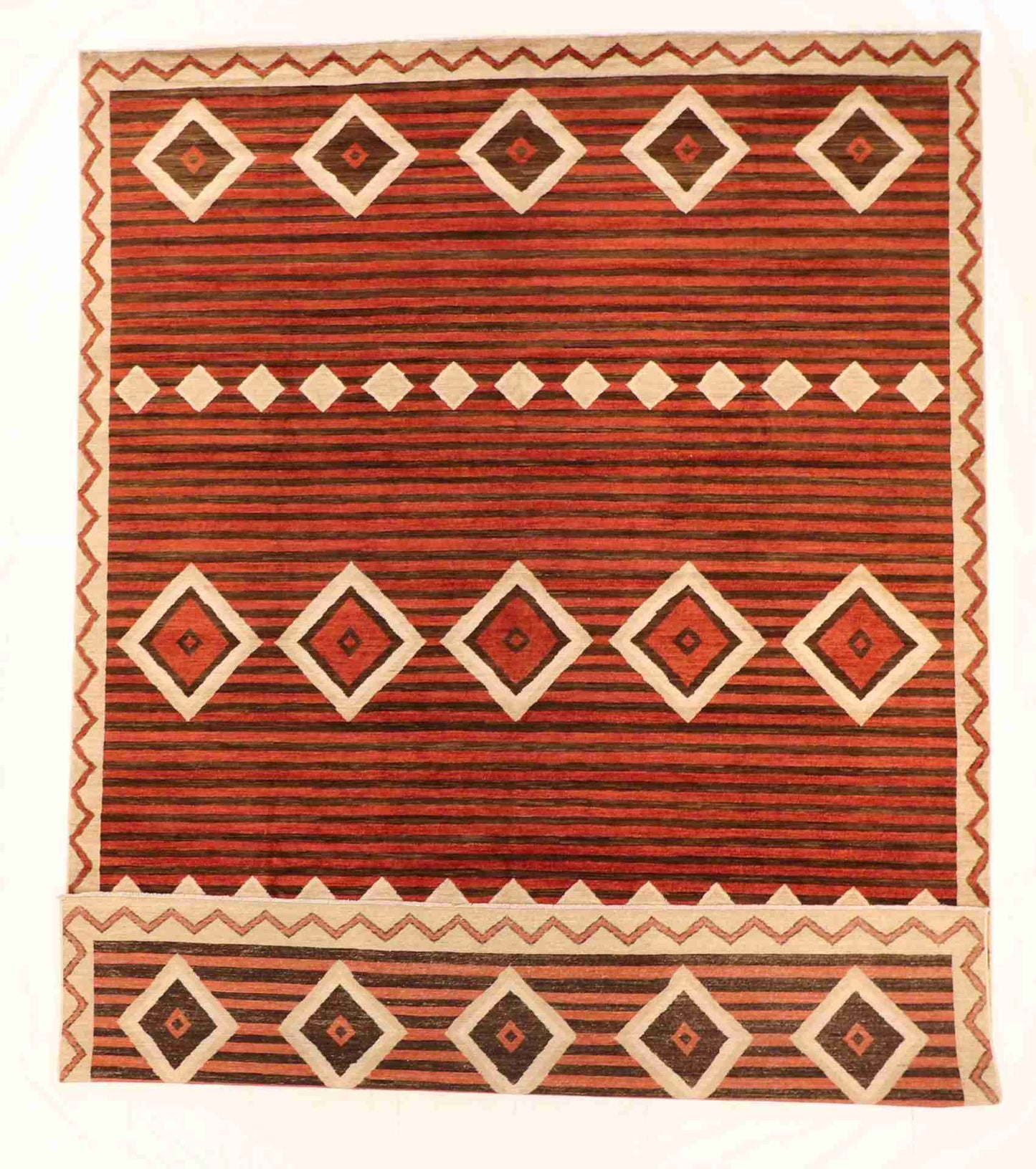 W 9 - L 12 - Mountain Modern Wool Western Rectangle - Hand Woven Rug - 64047