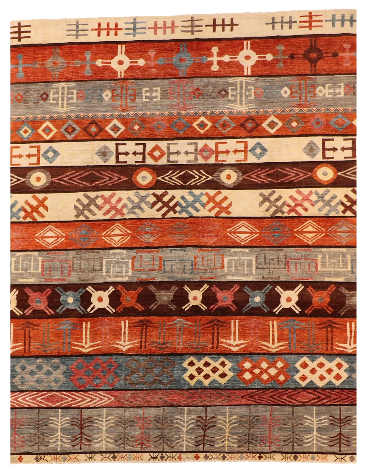 7.8 x 9.7 - Mountain Modern Wool Western Rectangle - Finest Hand-Knotted Quality Wool — 64048